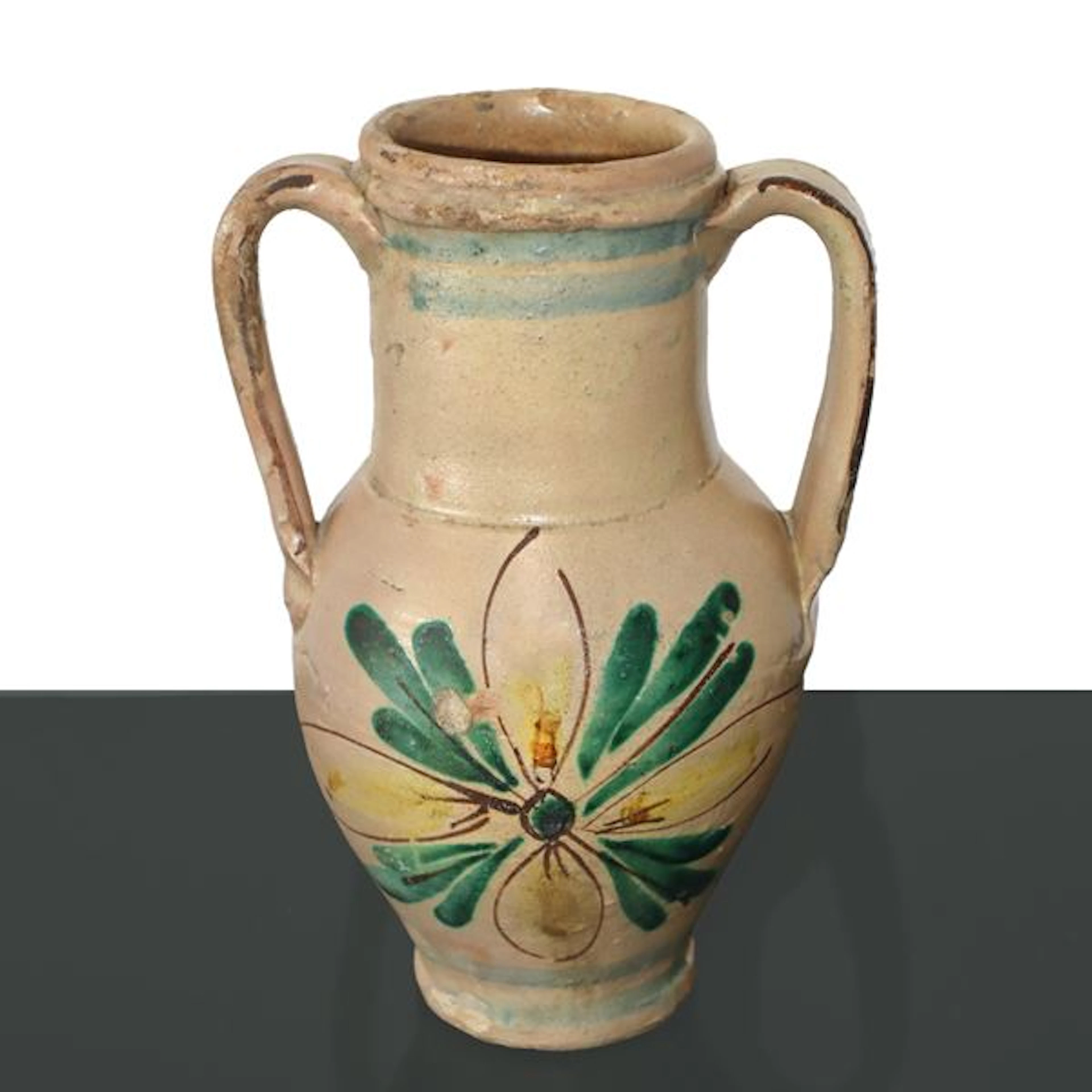 Piccola quartara in maiolica policroma di Caltagirone, inizi del '900