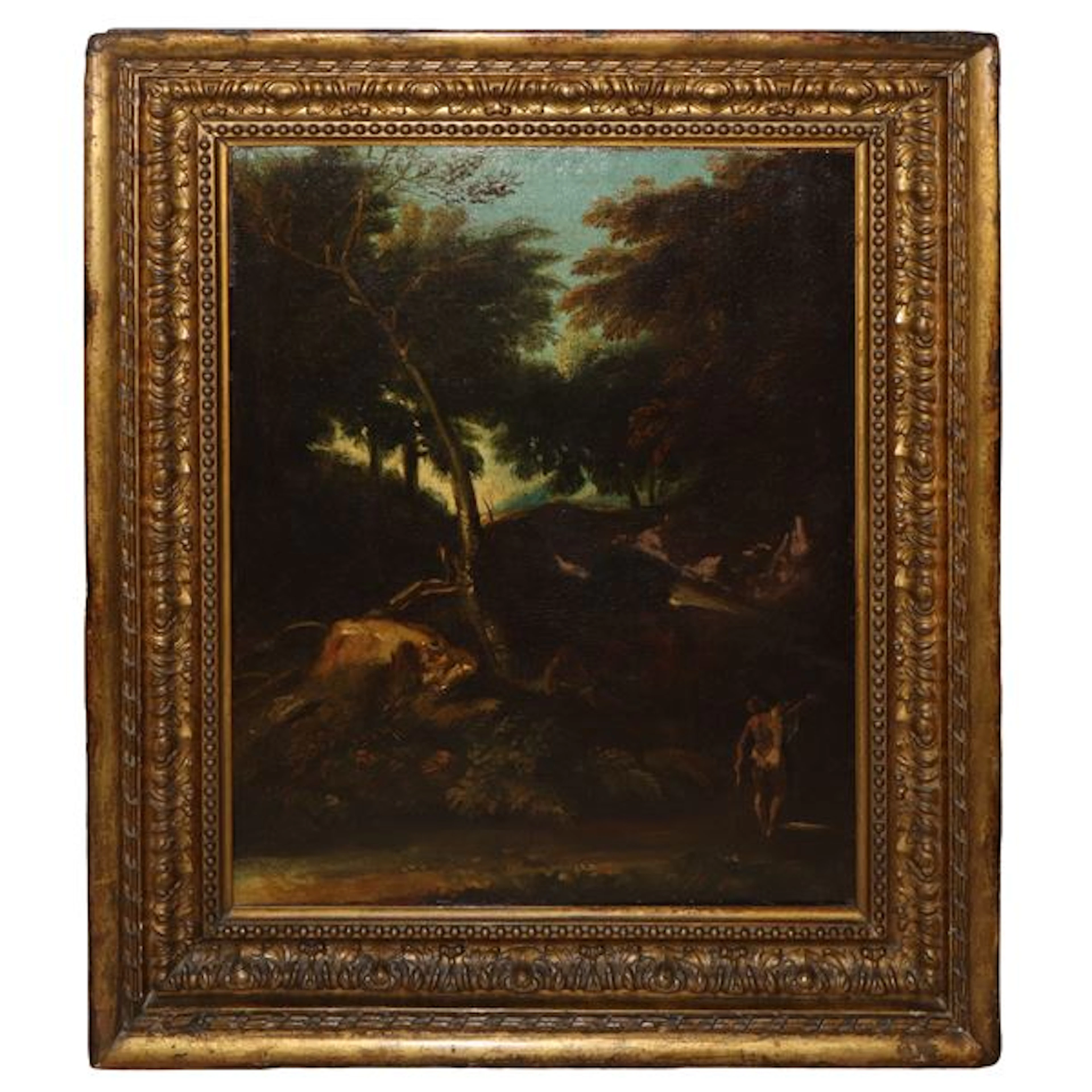 Paesaggio boschivo con personaggi, Fine XVII secolo
