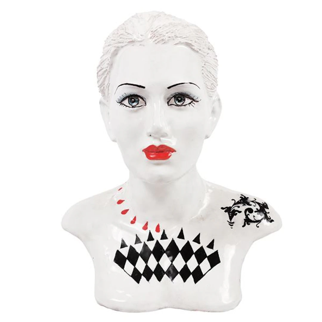 Busto di donna bianco tatuato - Ceramiche e presepi d'arte Scarlatella