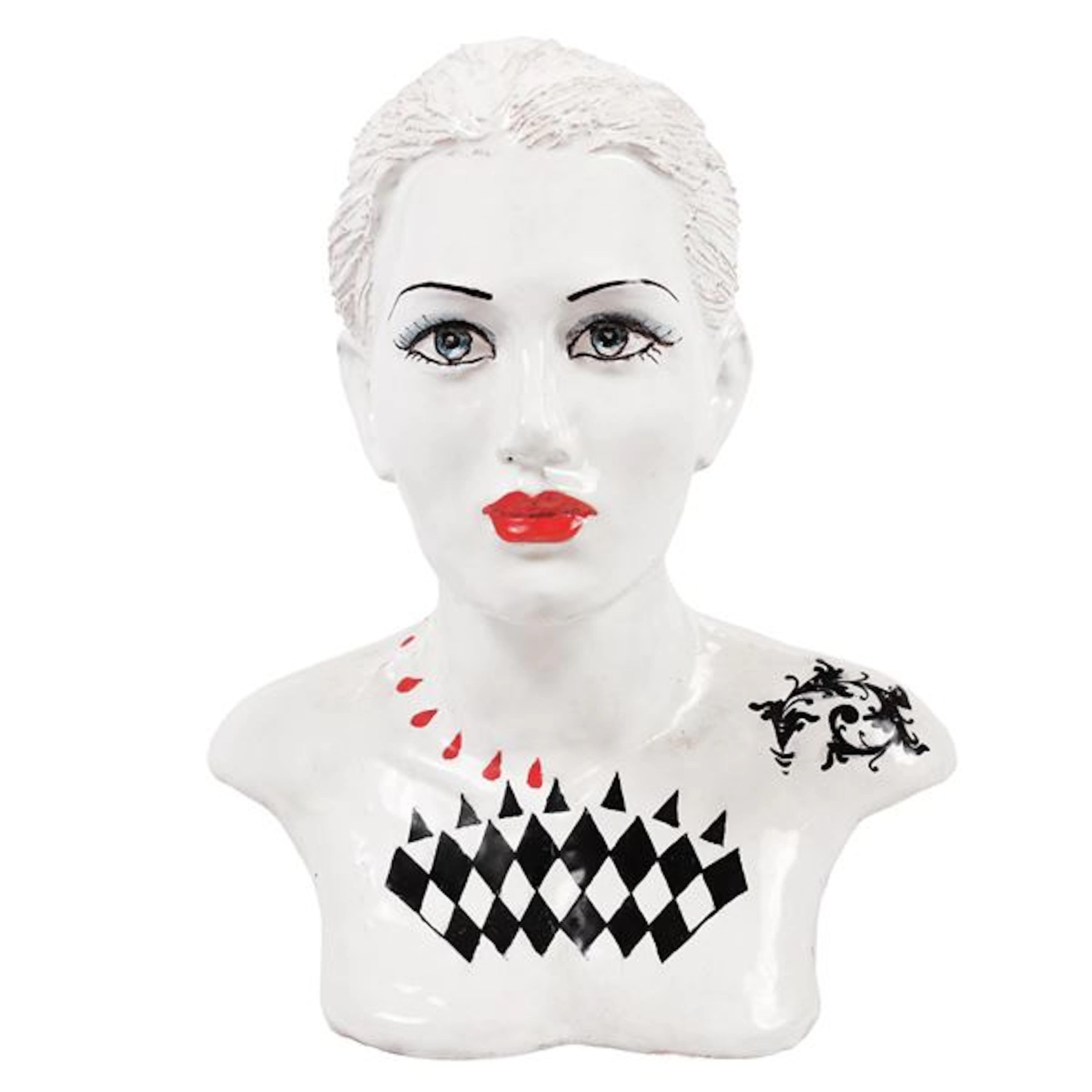 Busto di donna bianco tatuato - Ceramiche e presepi d'arte Scarlatella