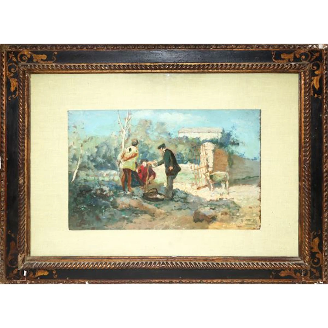 Scena campestre, XIX sec. - Michele Cammarano (Napoli, 1835 - Napoli, 1920)