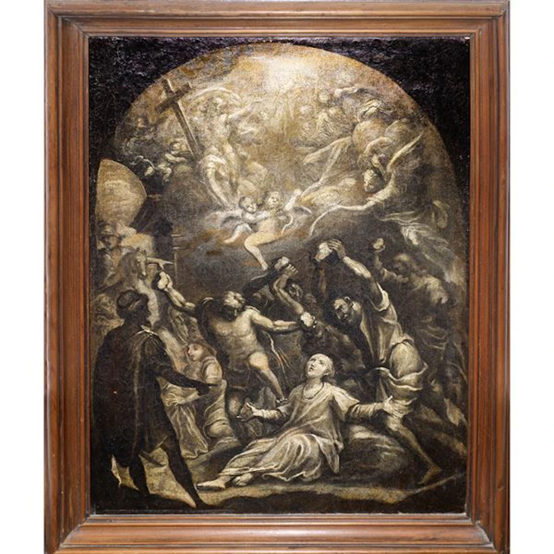 Grisaglia raffigurante la Lapidazione di Santo Stefano, XVIII sec.