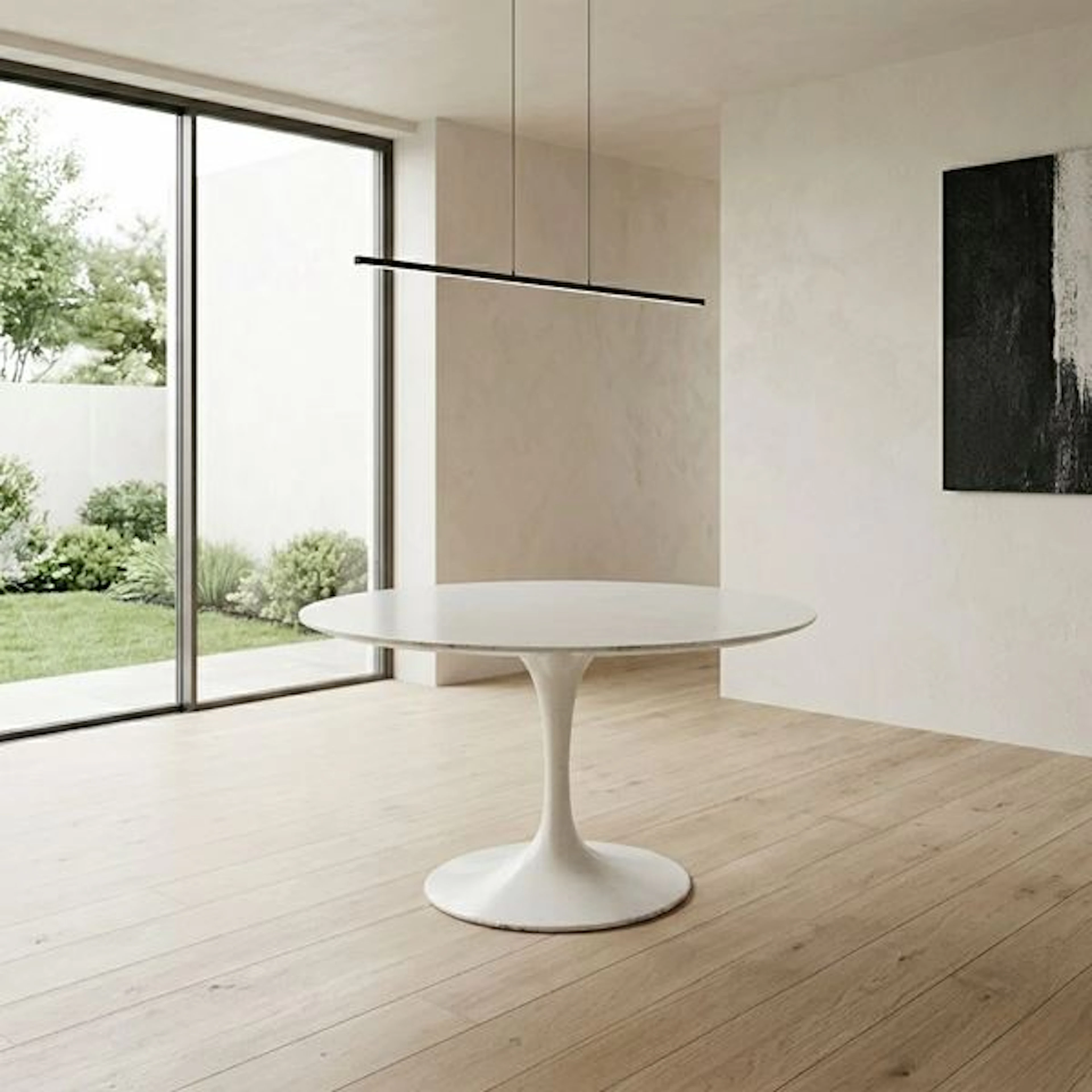 Tavolo modello Tulip con finiture in laminato bianco - Eero Saarinen per Knoll