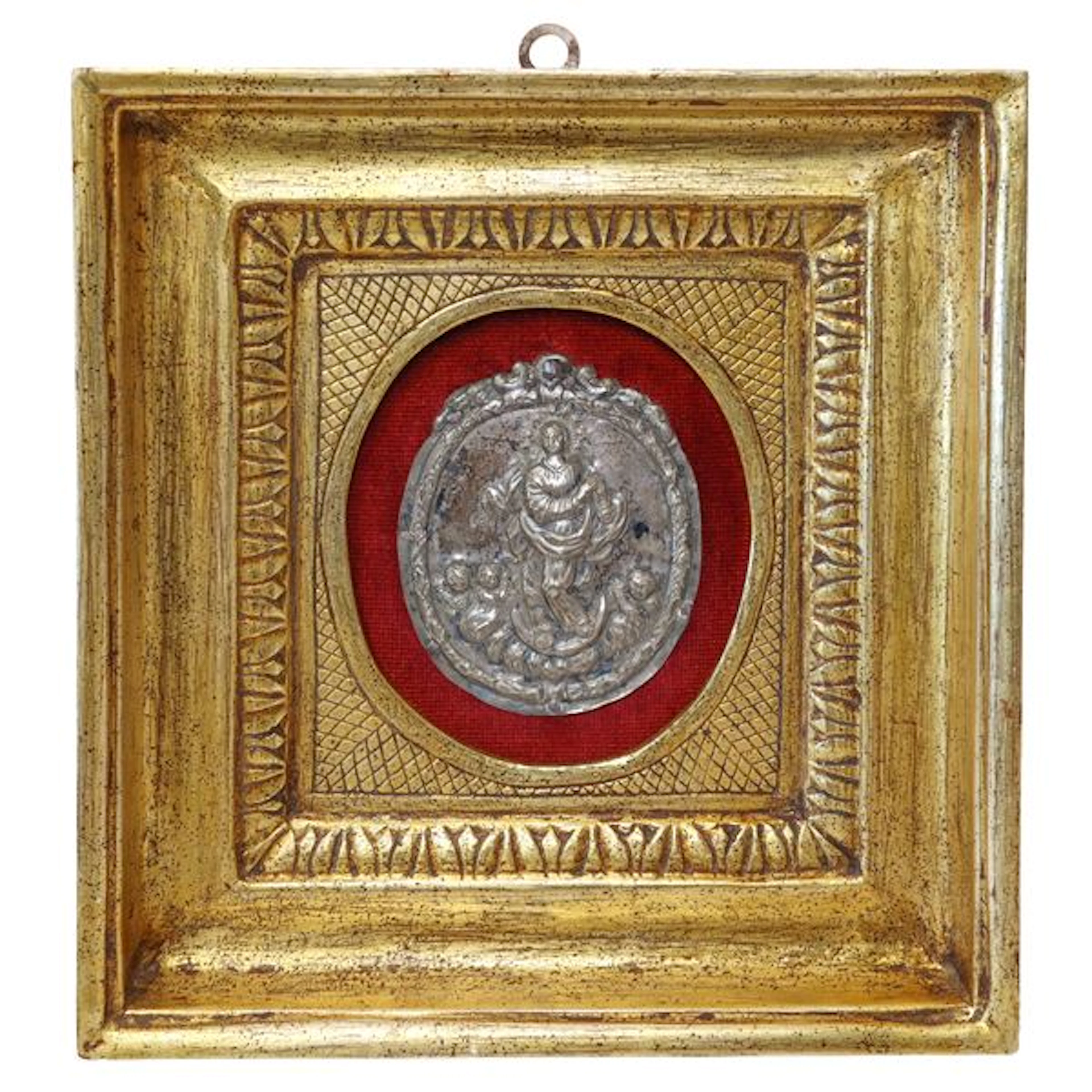 Placca in argento con scritta incisa "Immacolata di San Gregorio"