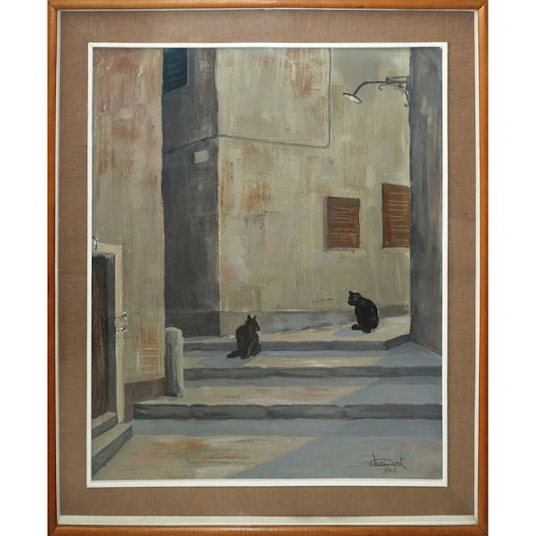 Vicolo con gatti, Agira, 1962 - Salvatore Conti