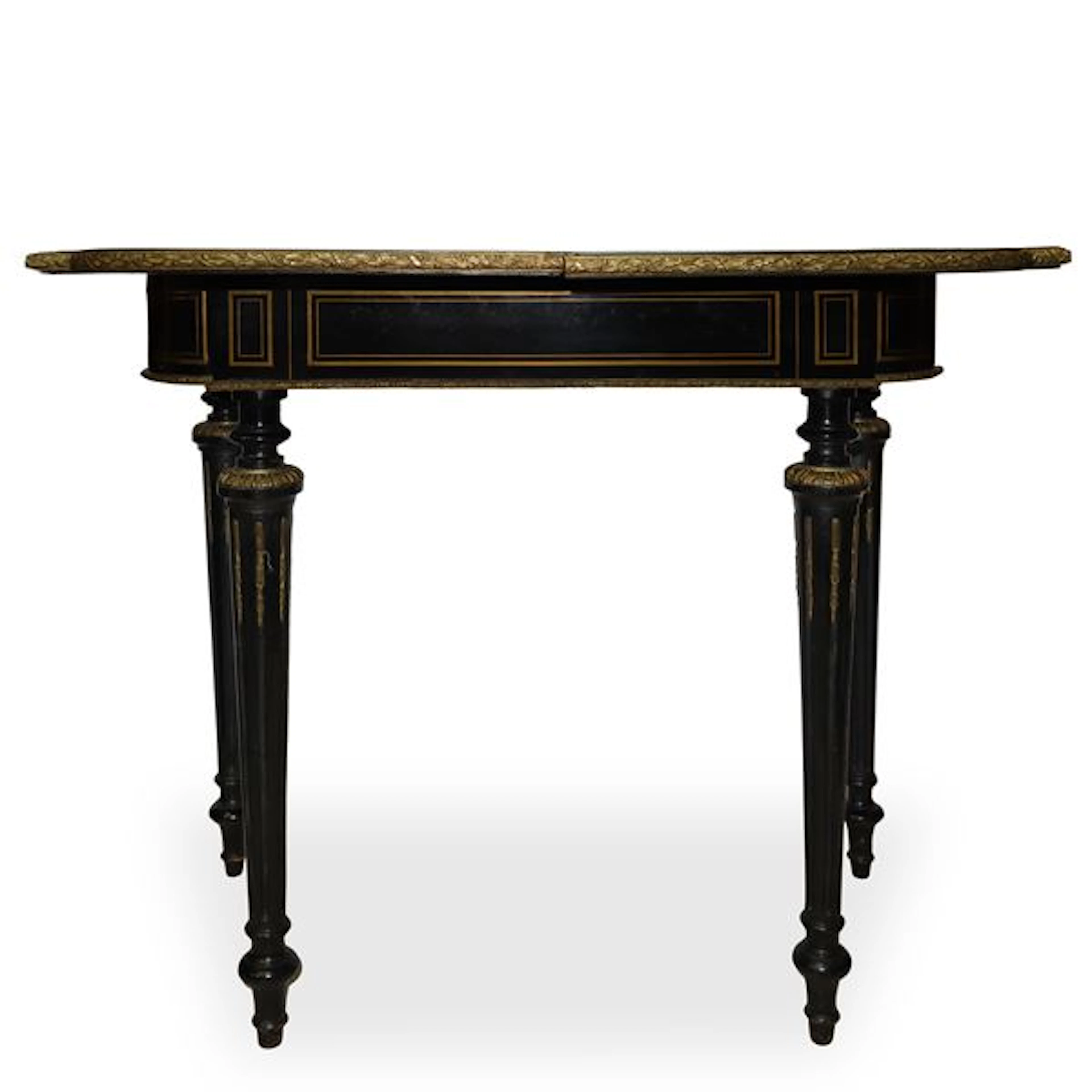 Tavolo da gioco boulle pieghevole e girevole in legno nero ebanizzato