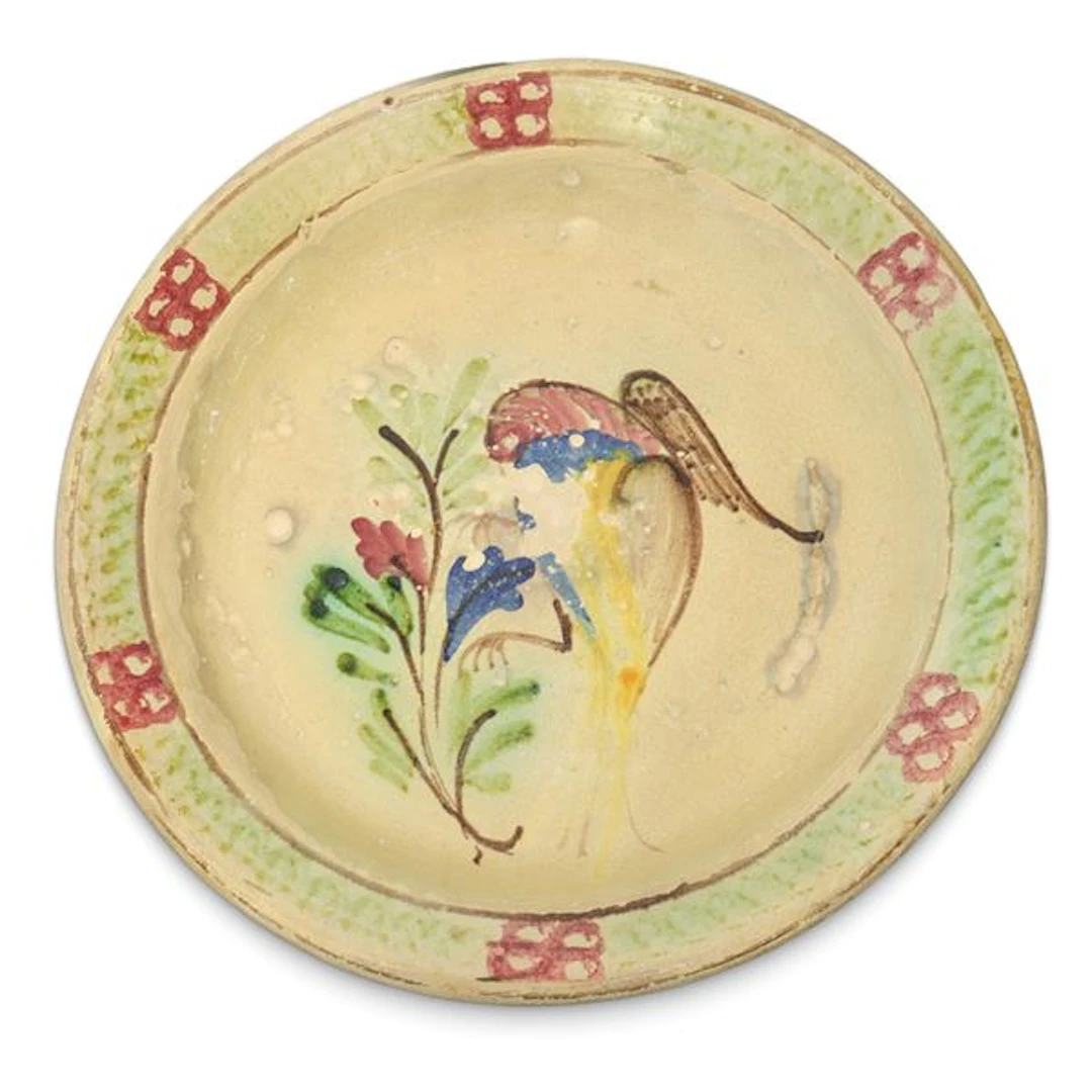 PIATTO IN MAIOLICA DI CALTAGIRONE INVETRIATO POLICROMO, INIZI XX SECOLO