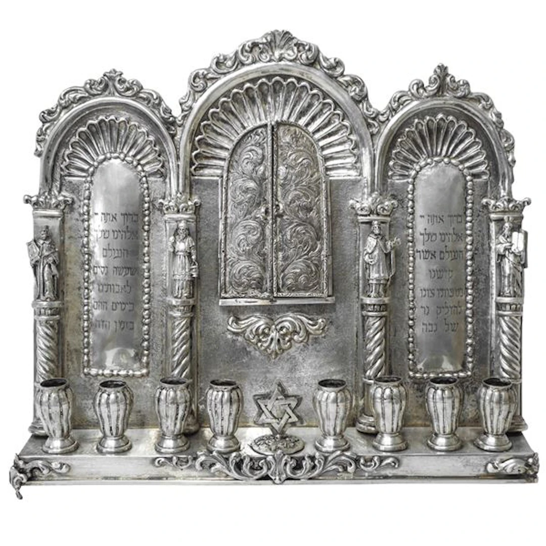 Lampada Menorah per Anukkah ebraico in argento