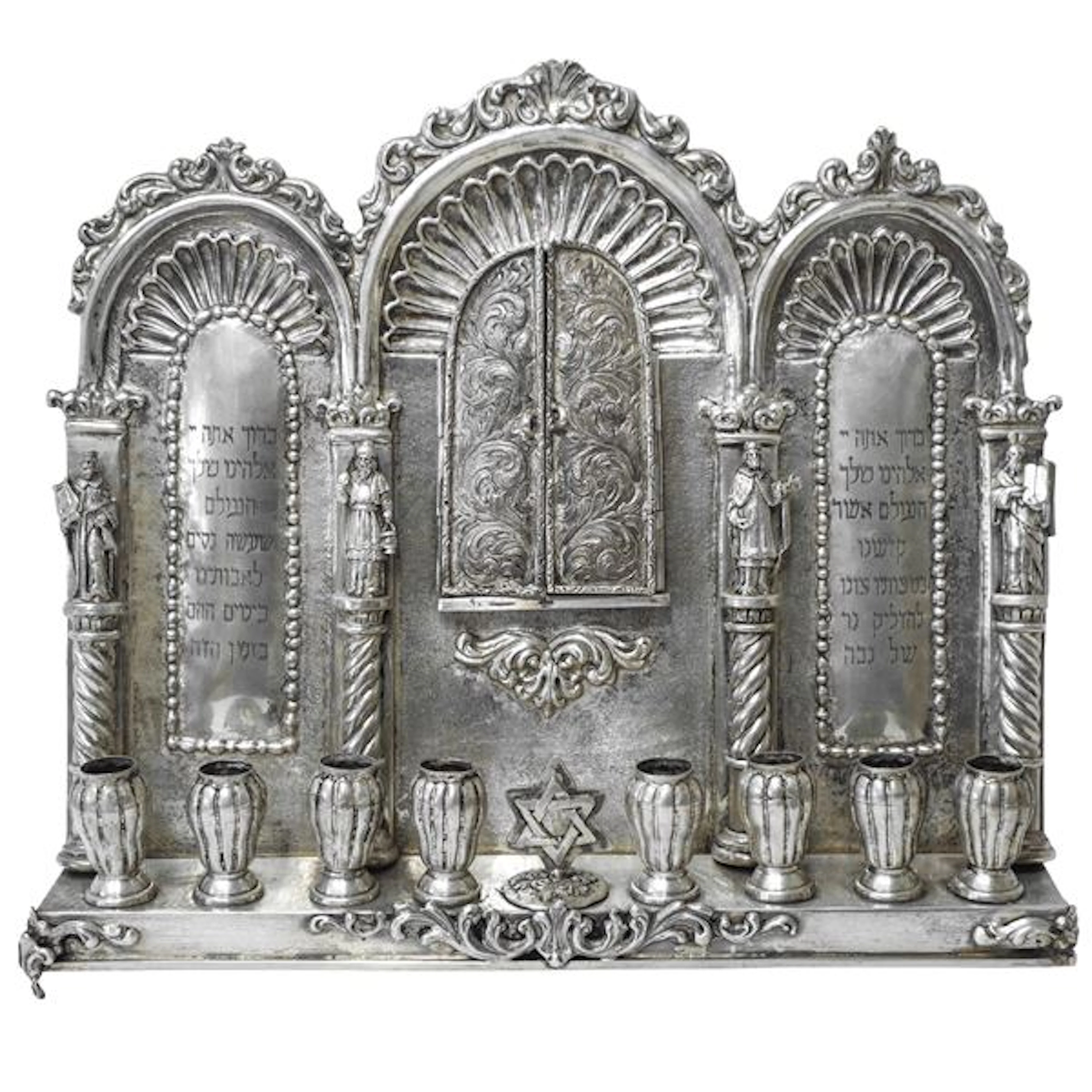 Lampada Menorah per Anukkah ebraico in argento