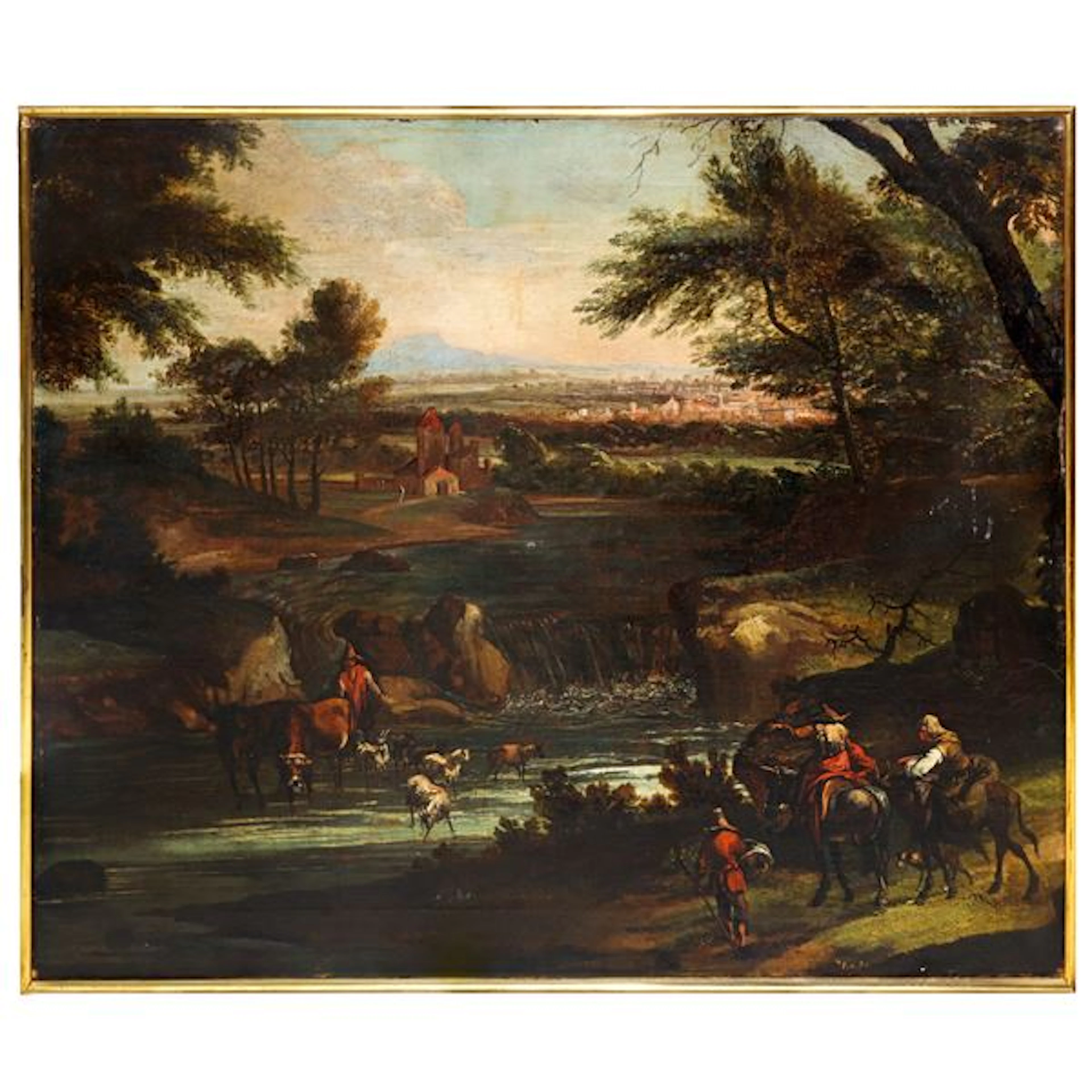 Paesaggio boschivo con personaggi, Fine XVII secolo
