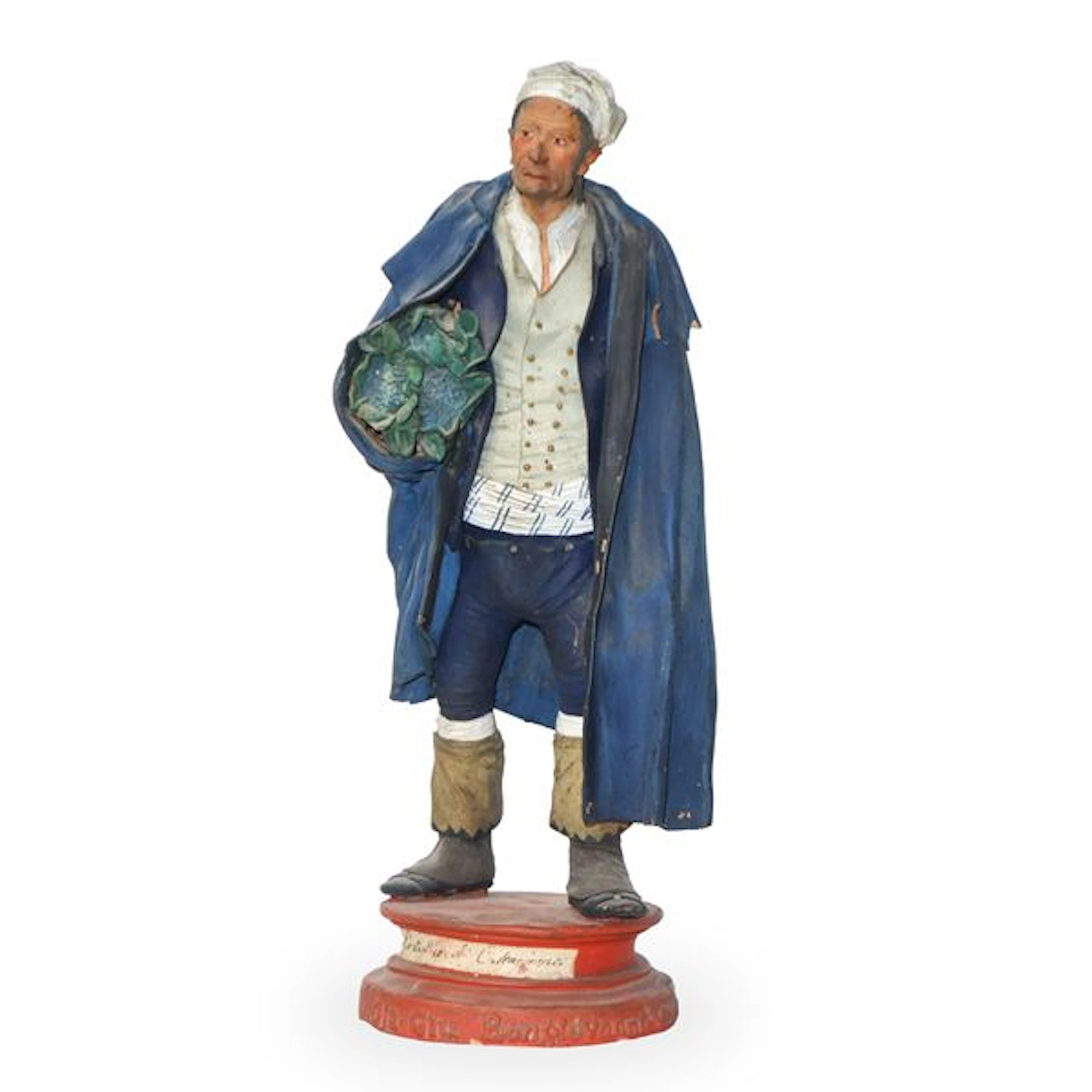 Personaggio popolare maschile, figurina in terracotta policroma -