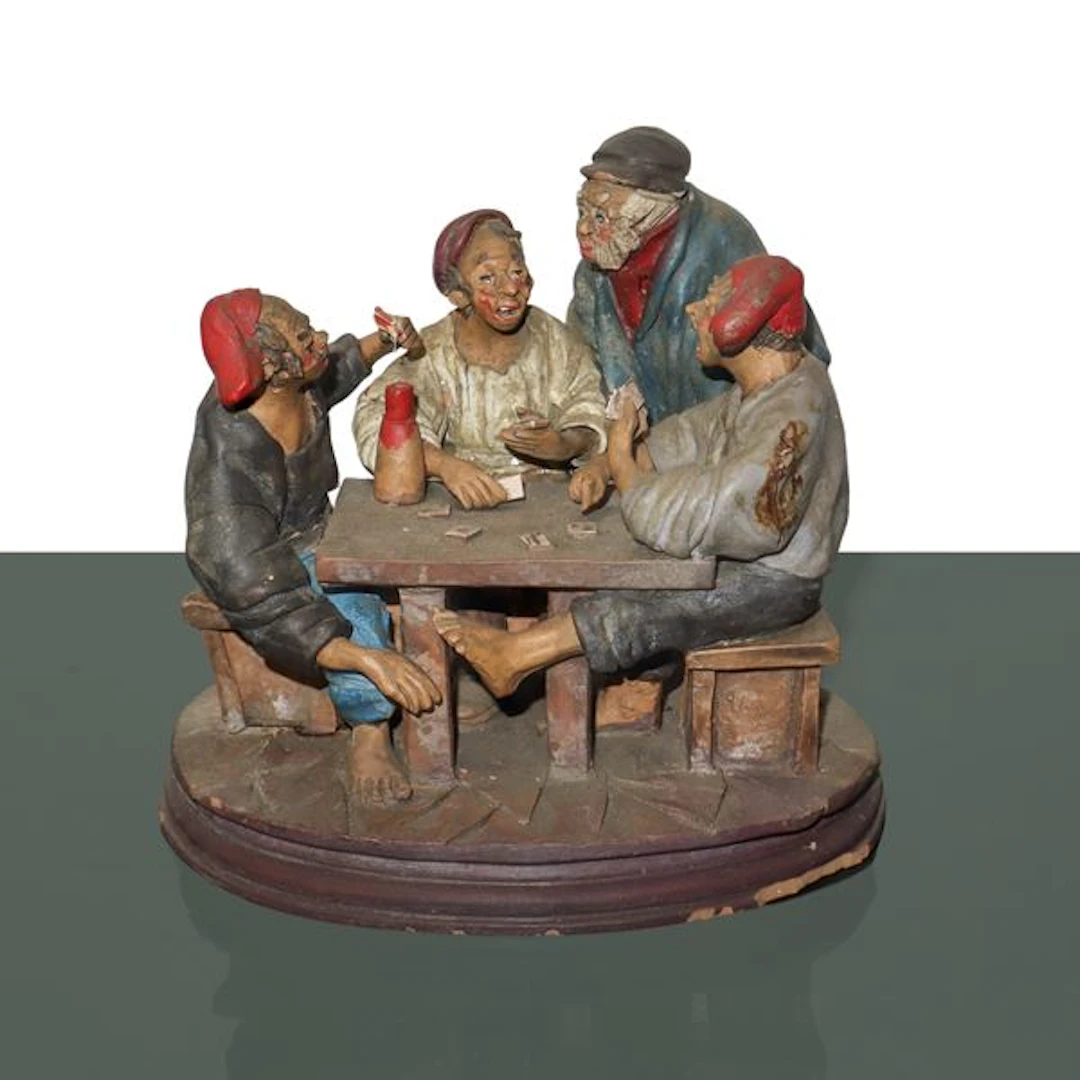 SCULTURA IN TERRACOTTA ARTIGIANATO PALERMITANO: giocatori di carte