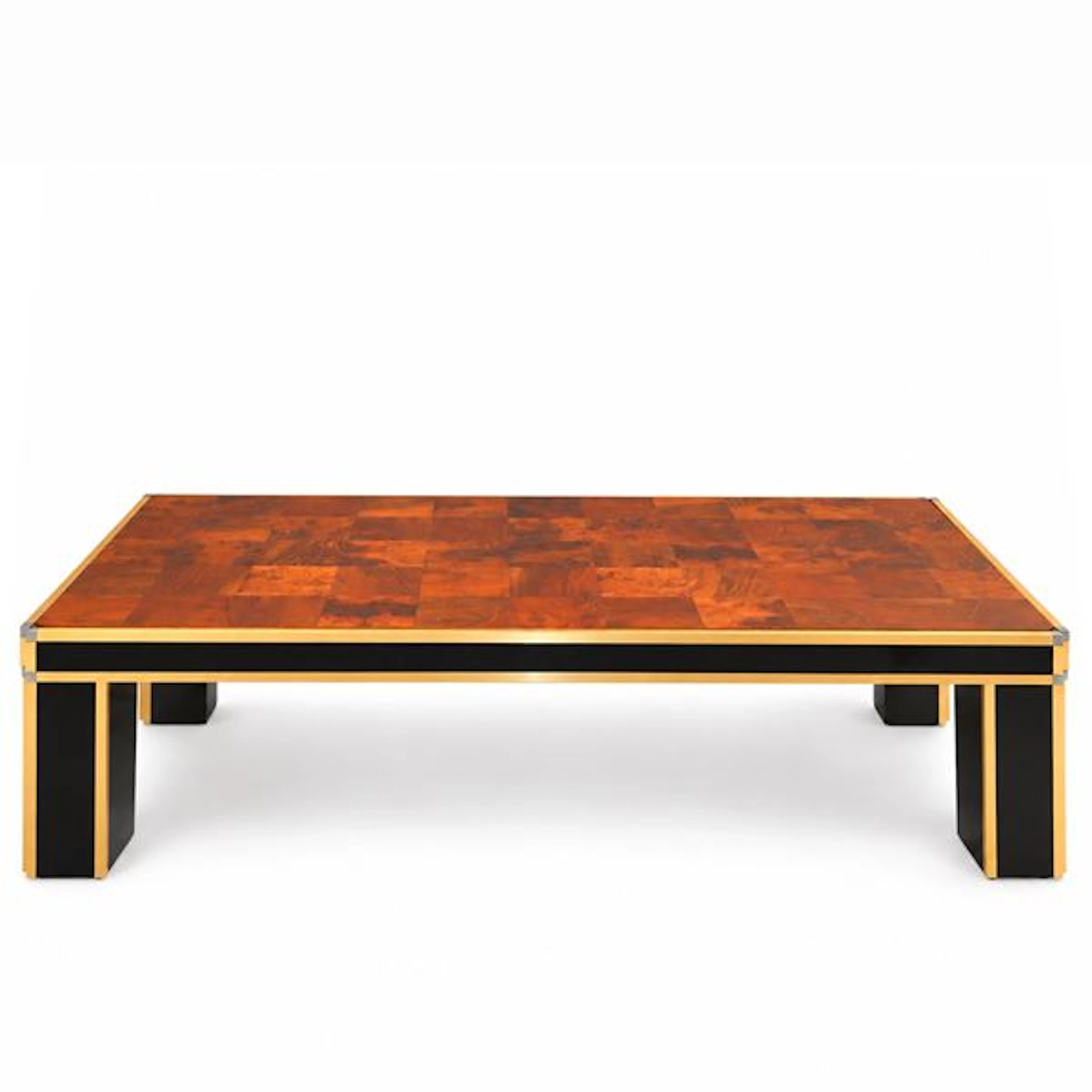 Coffee table in radica di noce, anni '70 - Willy Rizzo per Mario Sabot