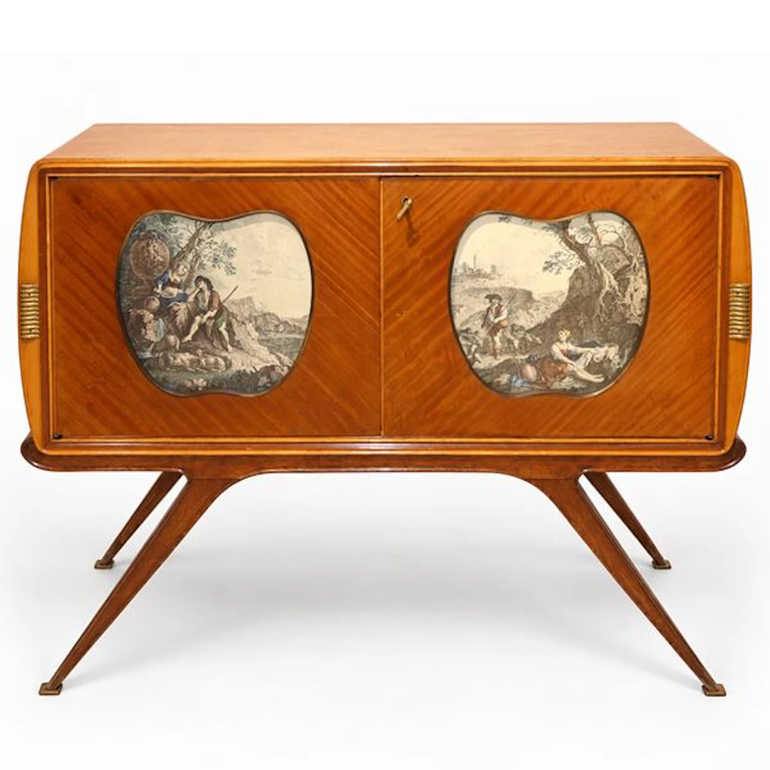 Mobile bar/sideboard anni '50 con intarsi in ottone, anni '50 - Vittorio