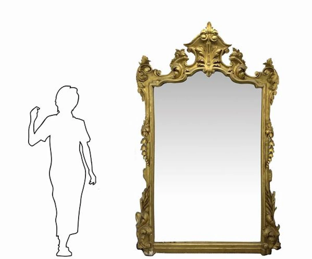 Importante specchiera in legno dorato, prima metà del XIX secolo