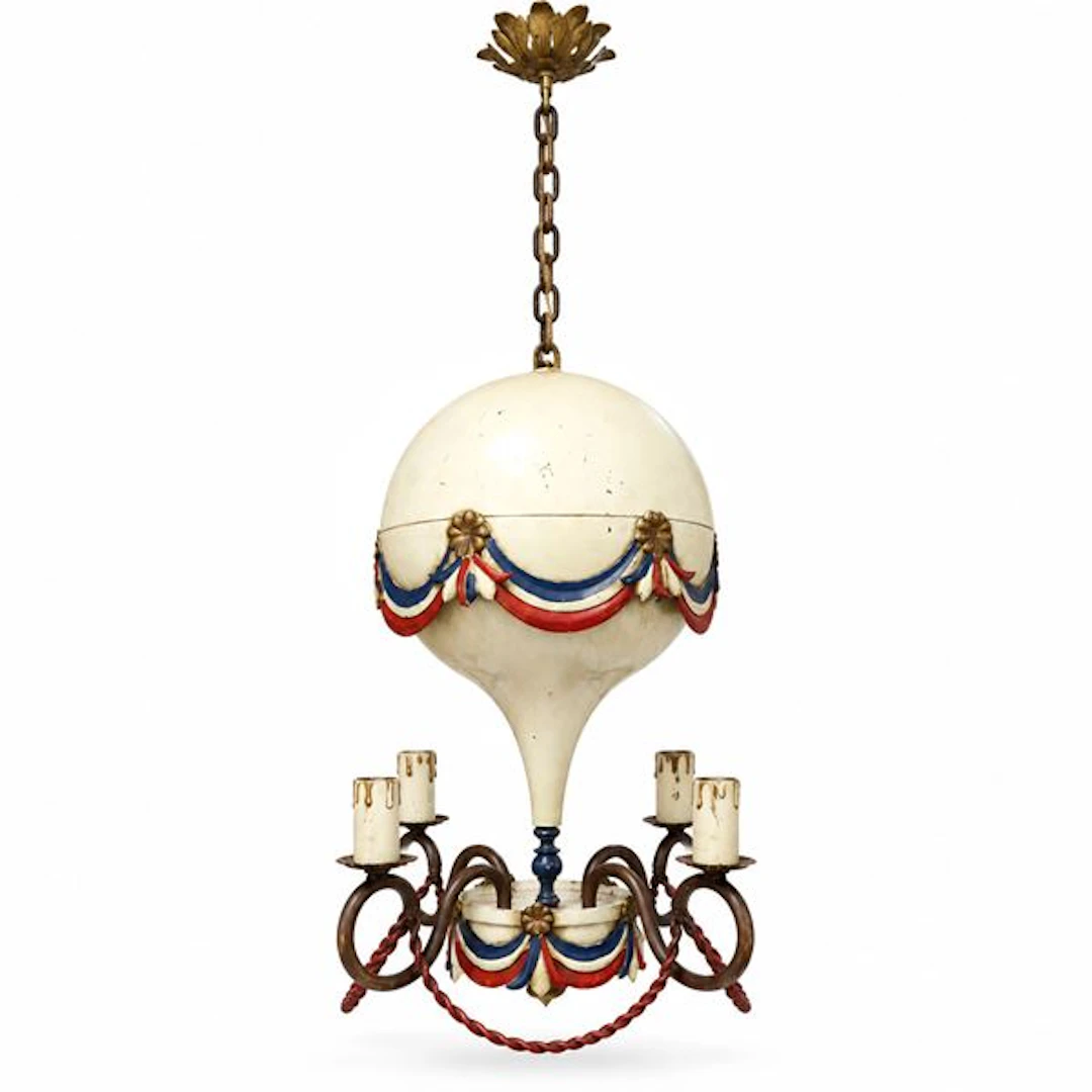 Lampadario vintage a forma di mongolfiera a 4 luci, Anni 50