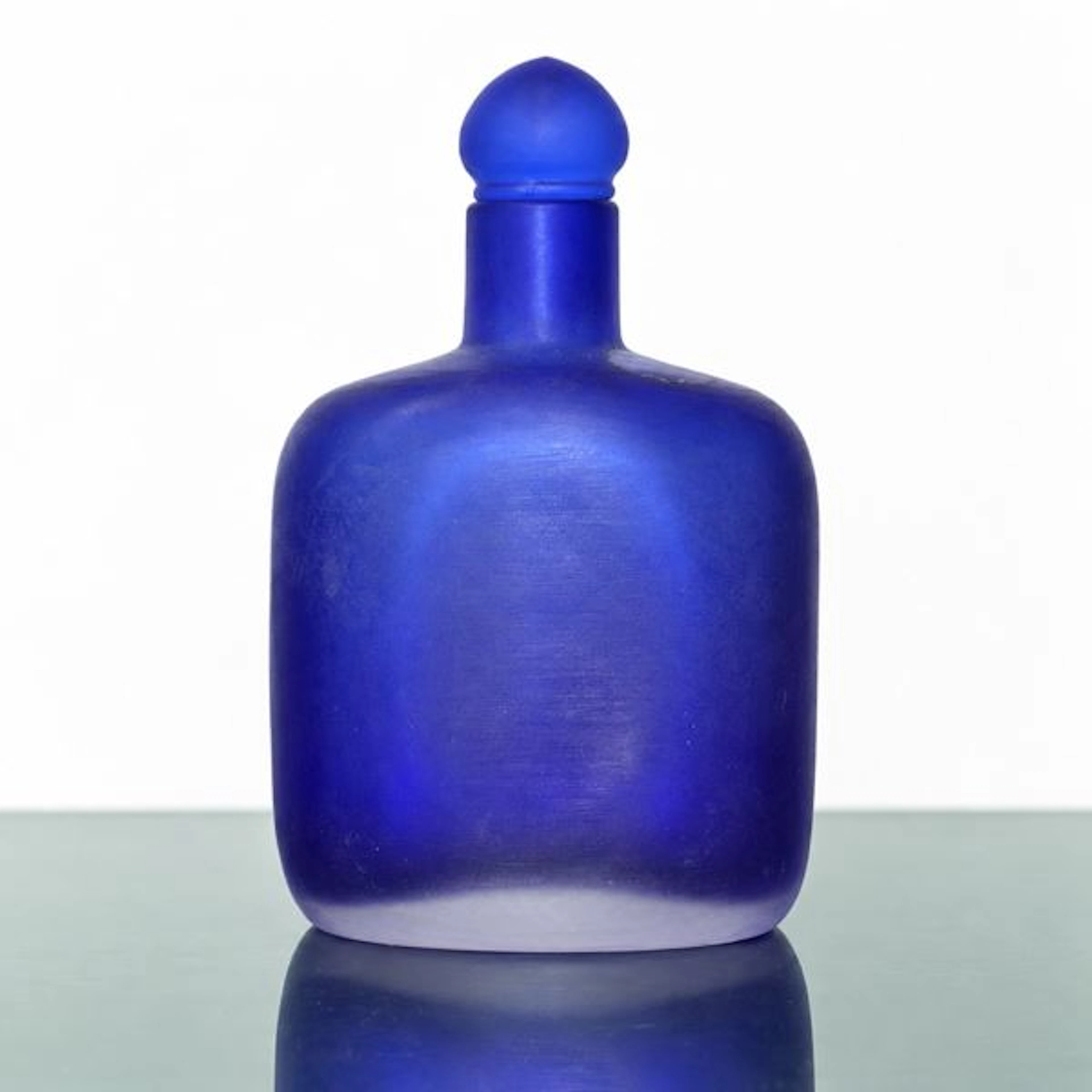 Bottiglia della serie "Velati" in vetro di Murano sommerso blu, '92