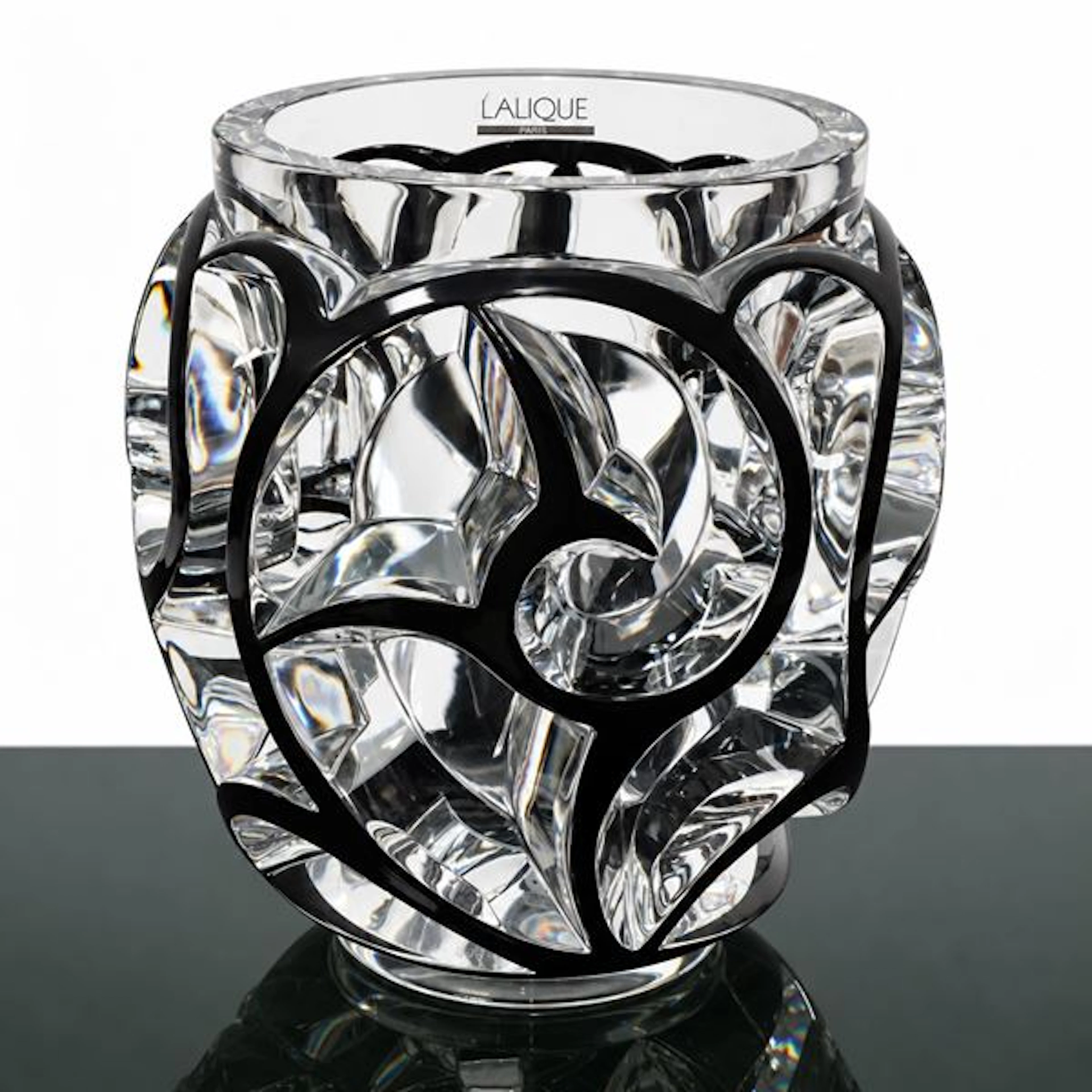 Vaso modello Tourbillons in cristallo trasparente con eleganti motivi
