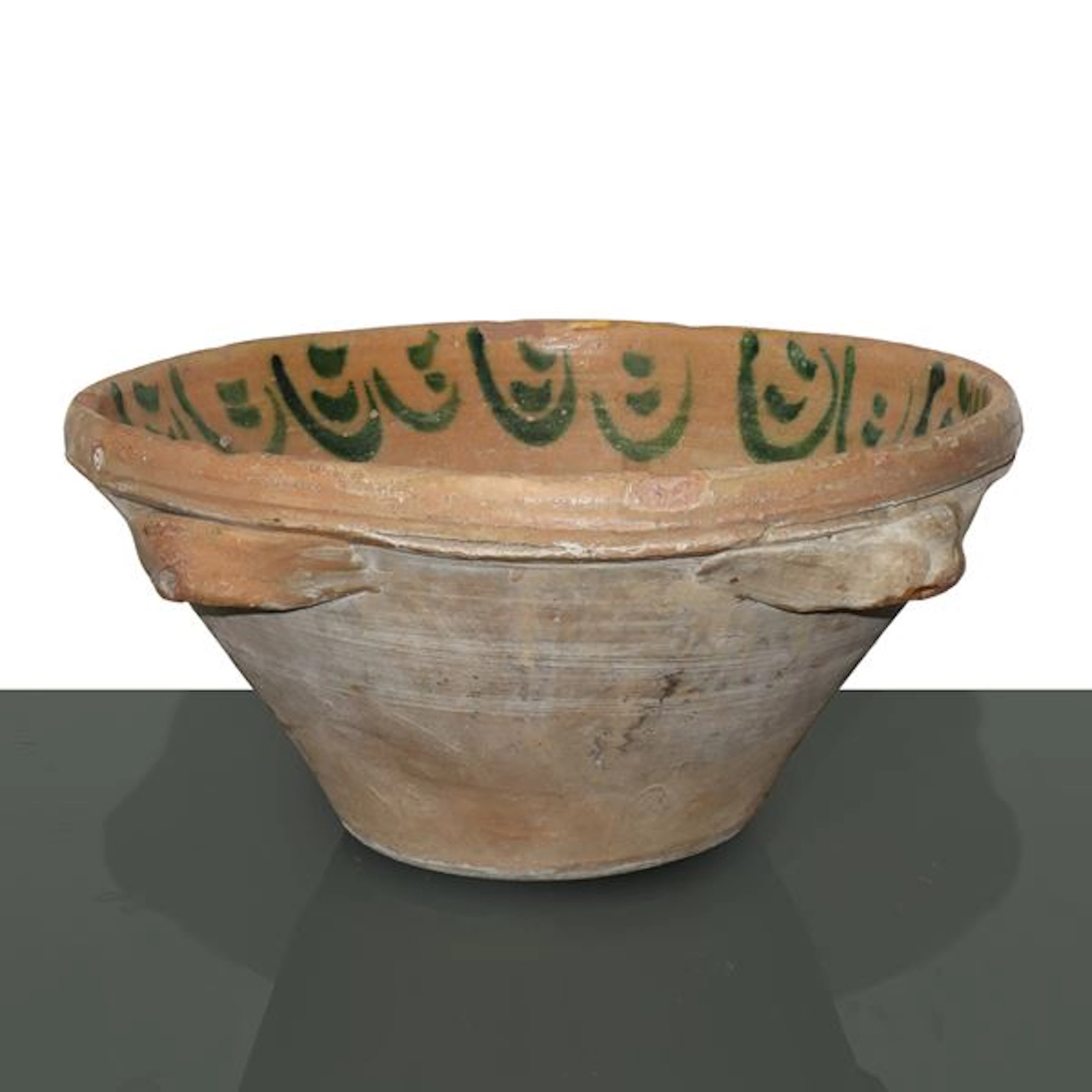 Lemmo in maiolica di Caltagirone con decoro verde sul bordo