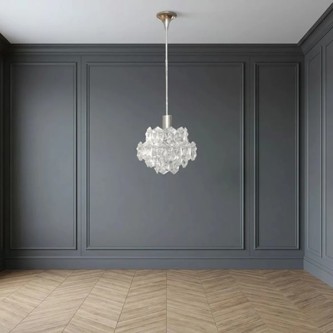Lampadario a sospensione vintage in cristallo intagliato e sfaccettato