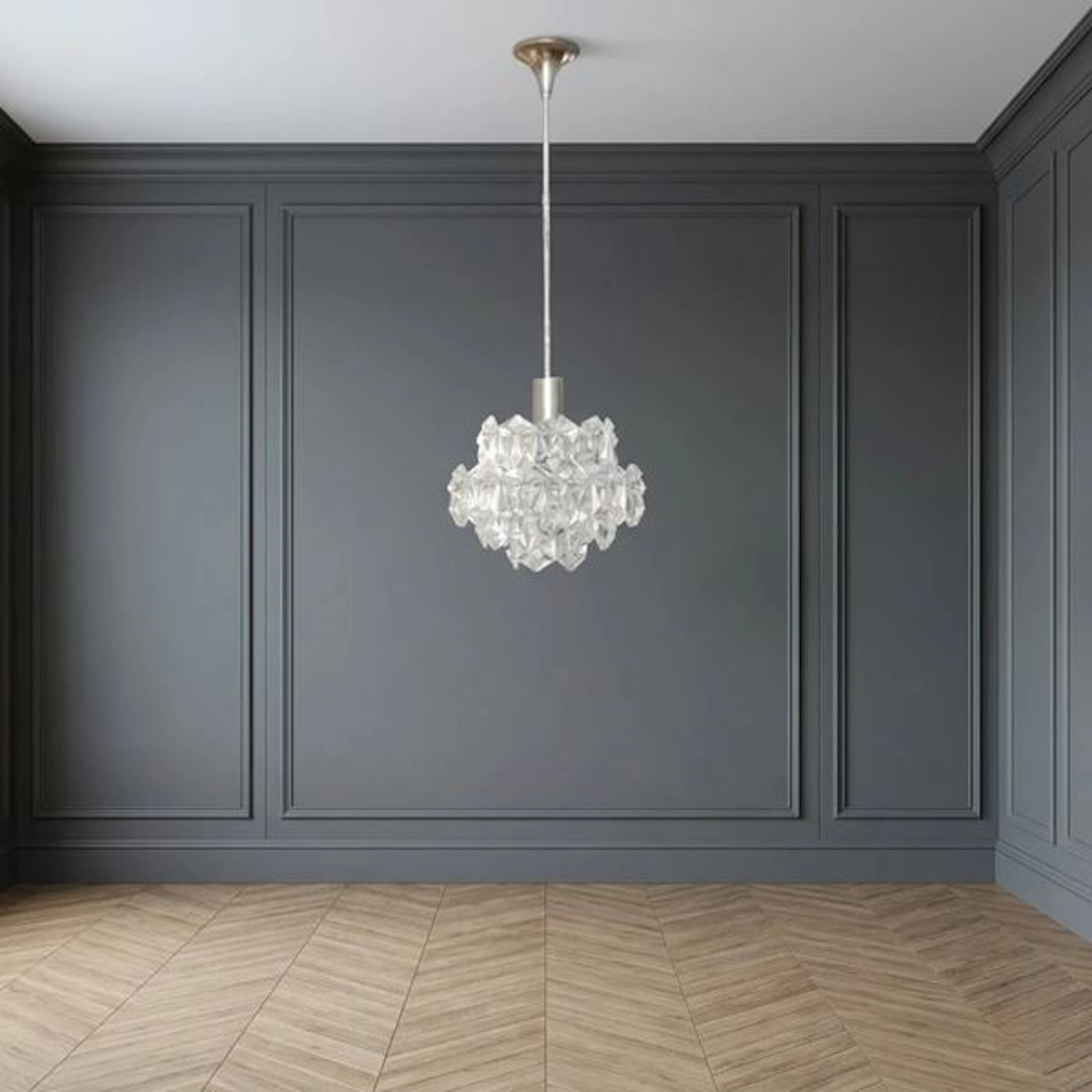 Lampadario a sospensione vintage in cristallo intagliato e sfaccettato
