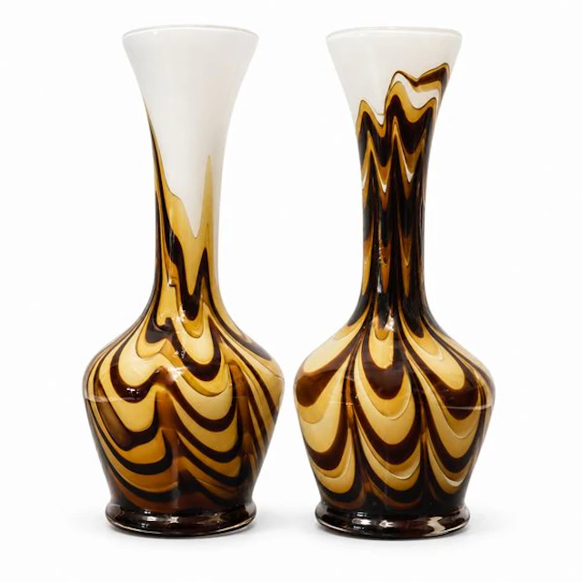 Coppia di vasi in vetro di Murano marrone - Carlo Moretti (1958)