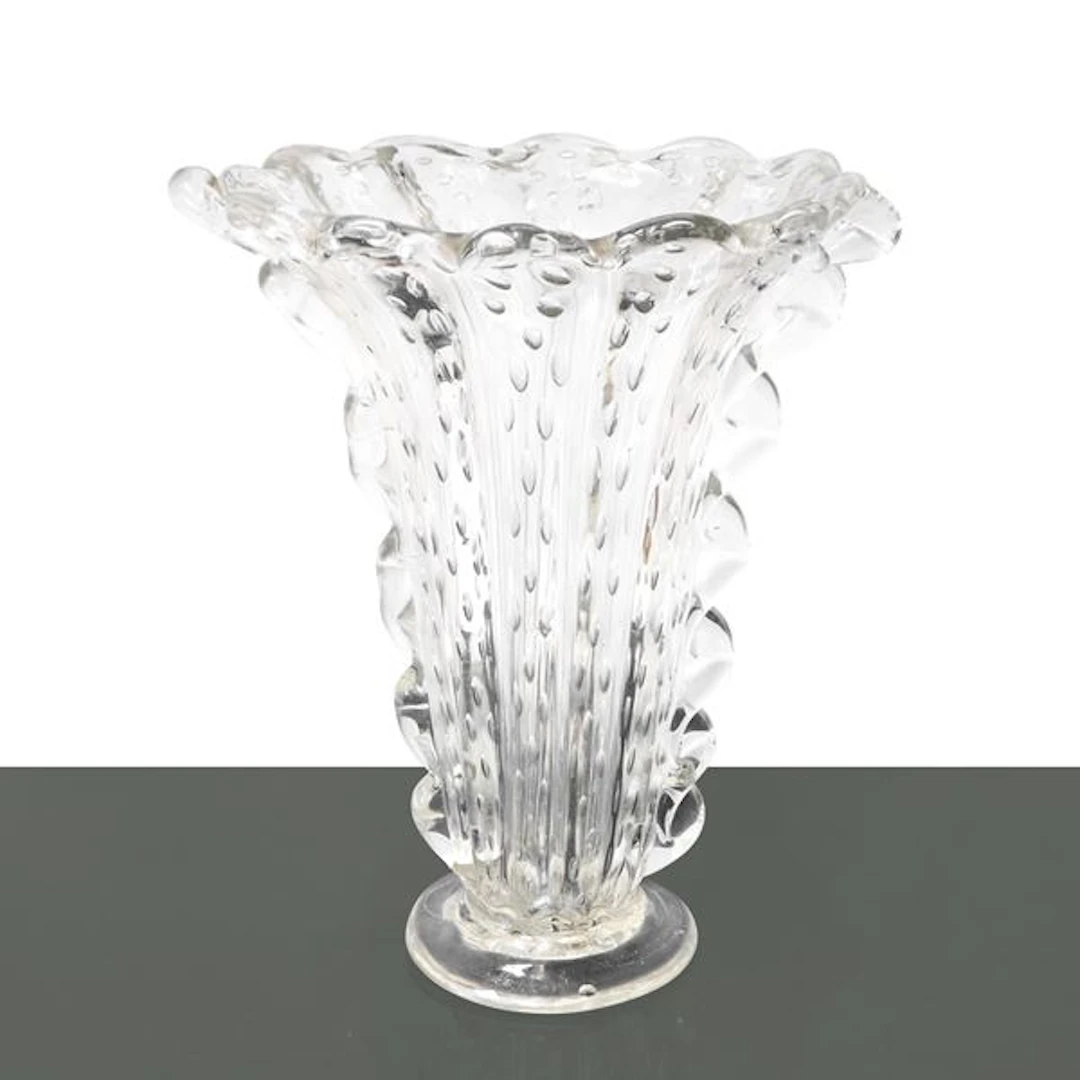 Vaso in vetro di Murano bullicante a ventaglio - Barovier e Toso