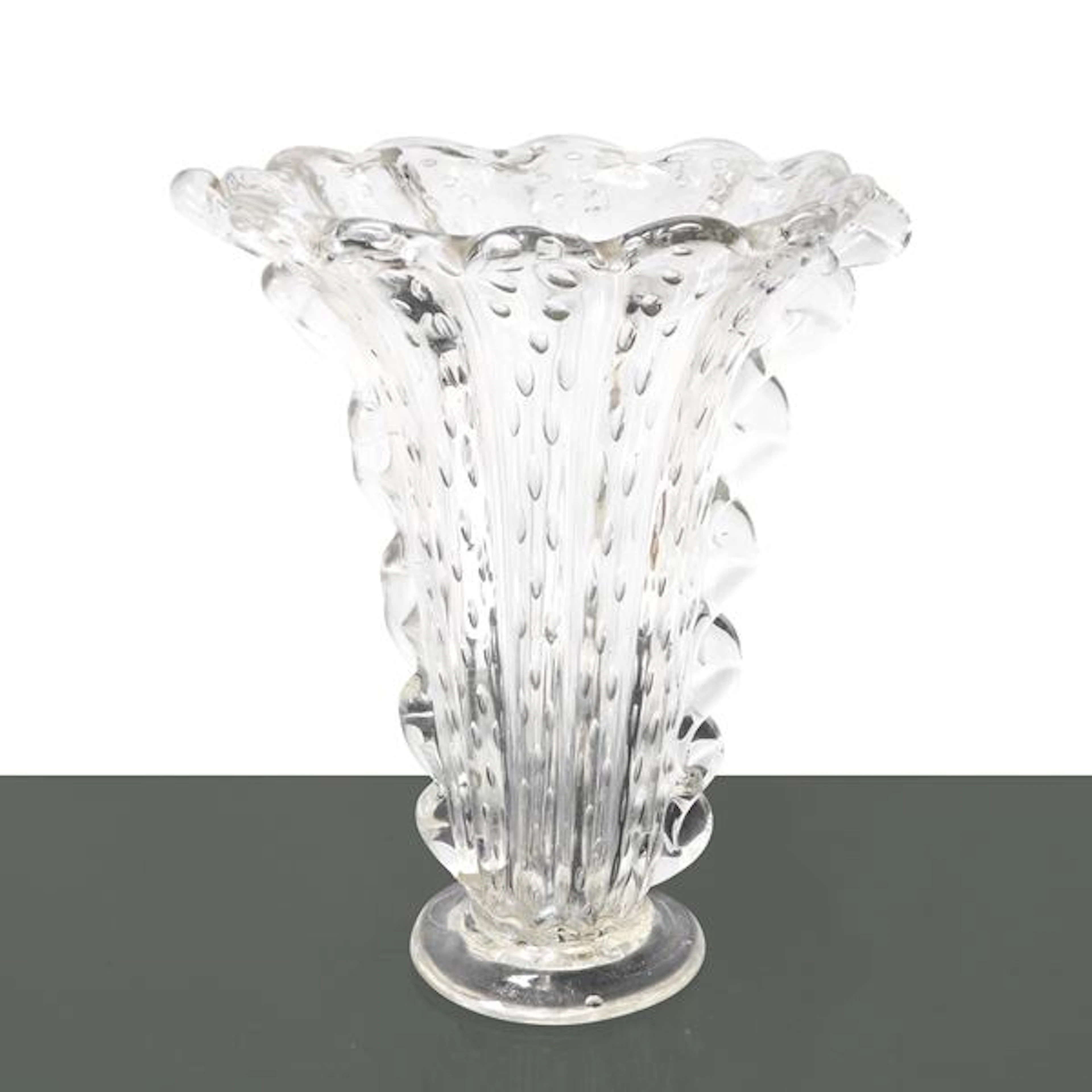 Vaso in vetro di Murano bullicante a ventaglio - Barovier e Toso
