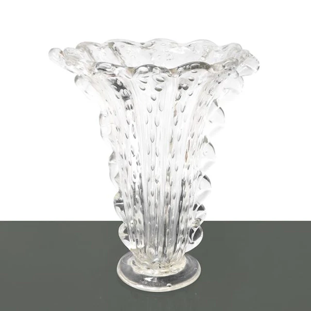 Vaso in vetro di Murano bullicante a ventaglio - Barovier e Toso