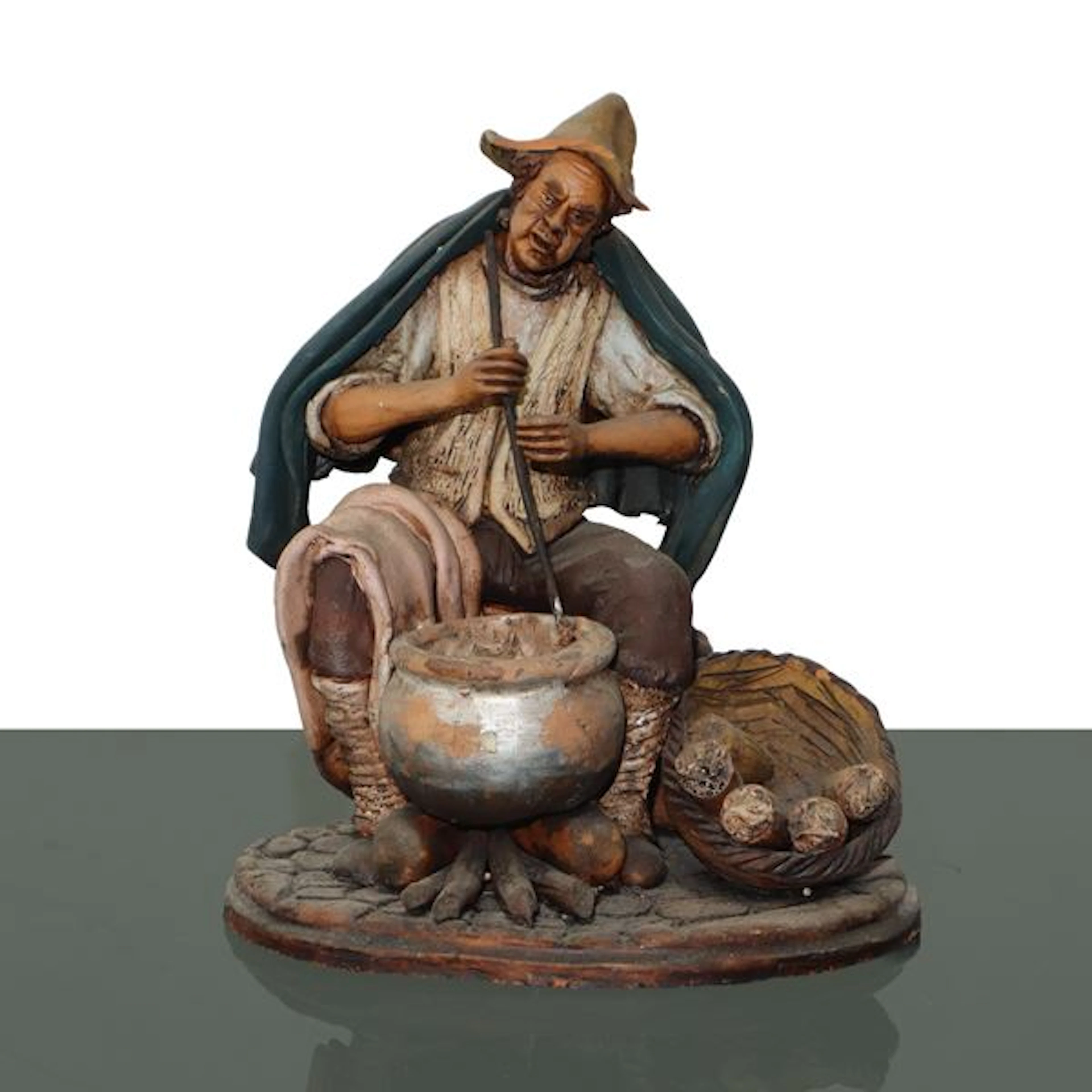 SCULTURA IN TERRACOTTA ARTIGIANATO PALERMITANO: ricottaio, Palermo XX secolo