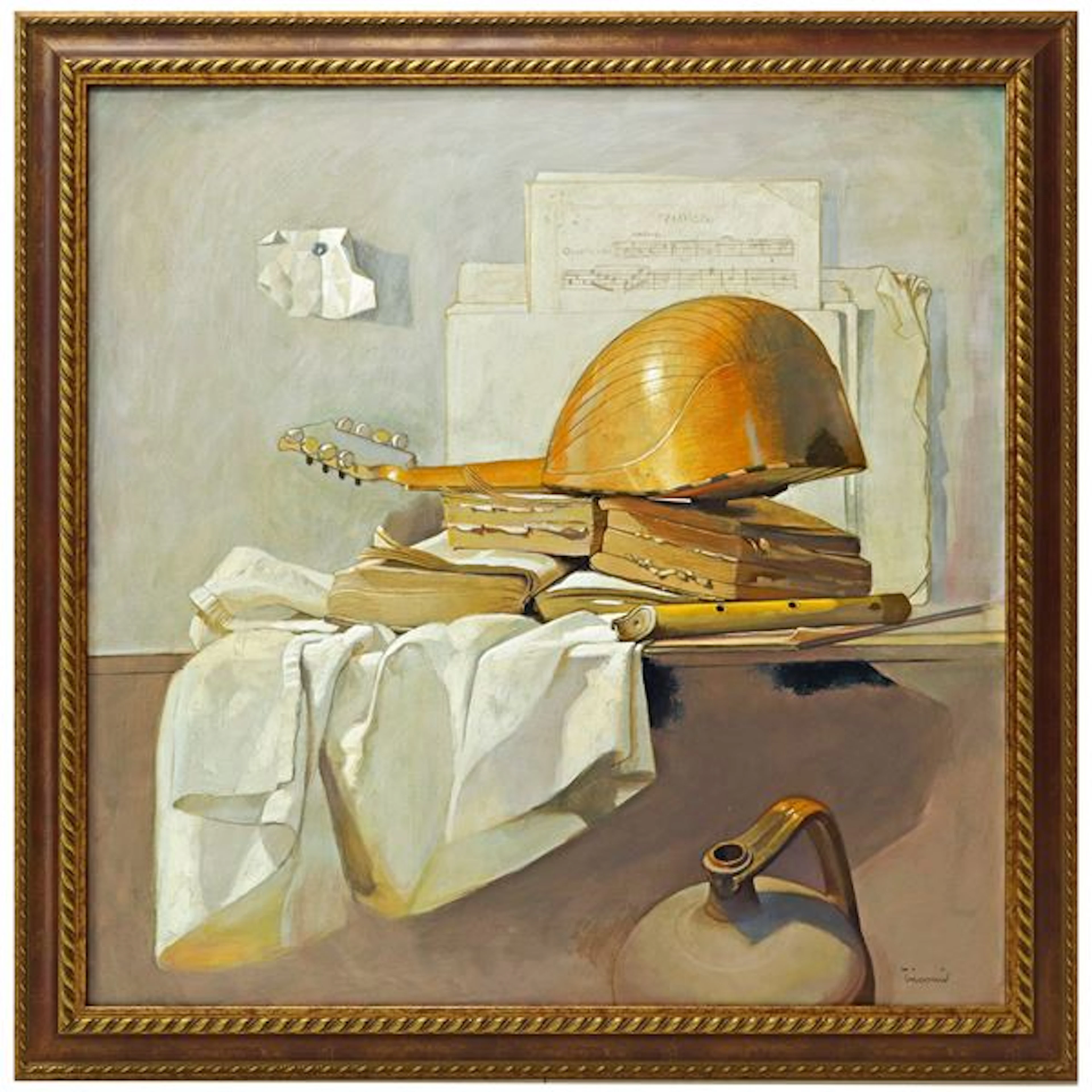 Mandolino giallo e drappo, 2010 - Saro Tricomi (Catania , 1937 - 2021)