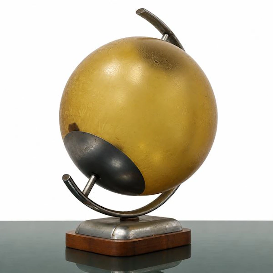 Lampada da tavolo Art Decò stile Bauhaus con diffusore in vetro acidato