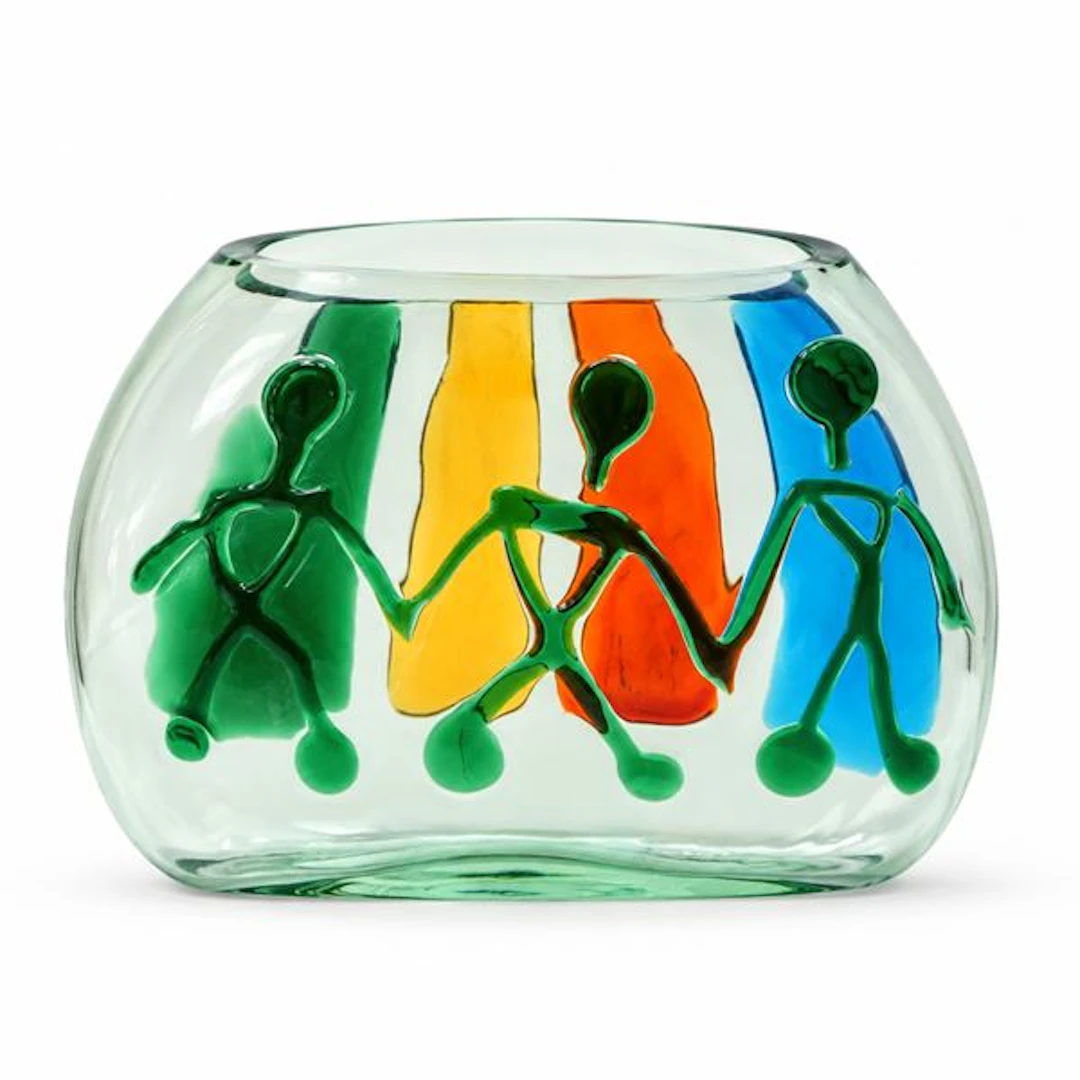 Vaso in vetro di Murano con inserti in vetro policromo, 1961 - Fulvio