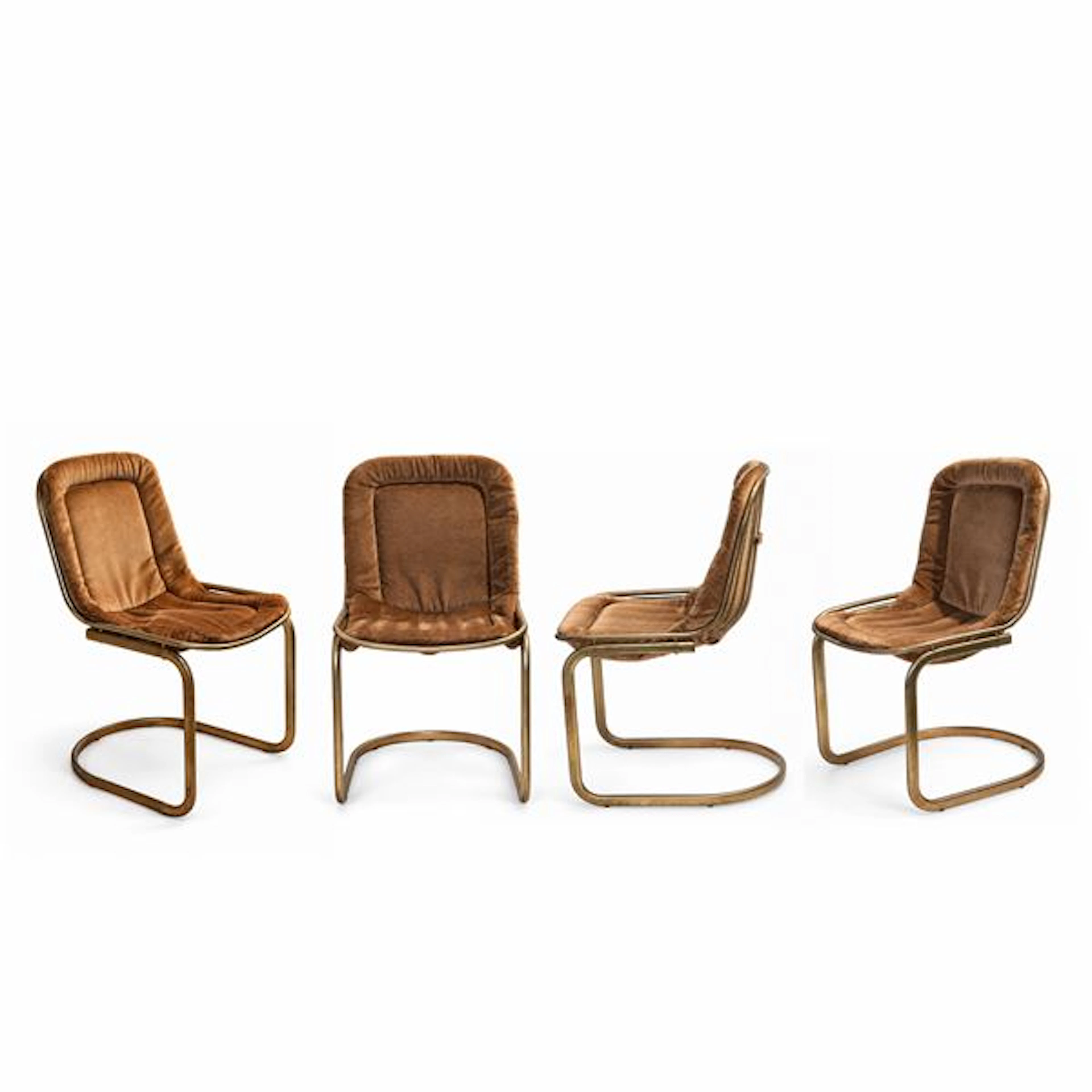 Gruppo di 4 Sedie in metallo argentato con cuscini beige - Gastone
