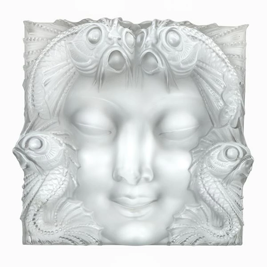 "Masque de femme" Placca in stile Art Decò in cristallo Lalique con