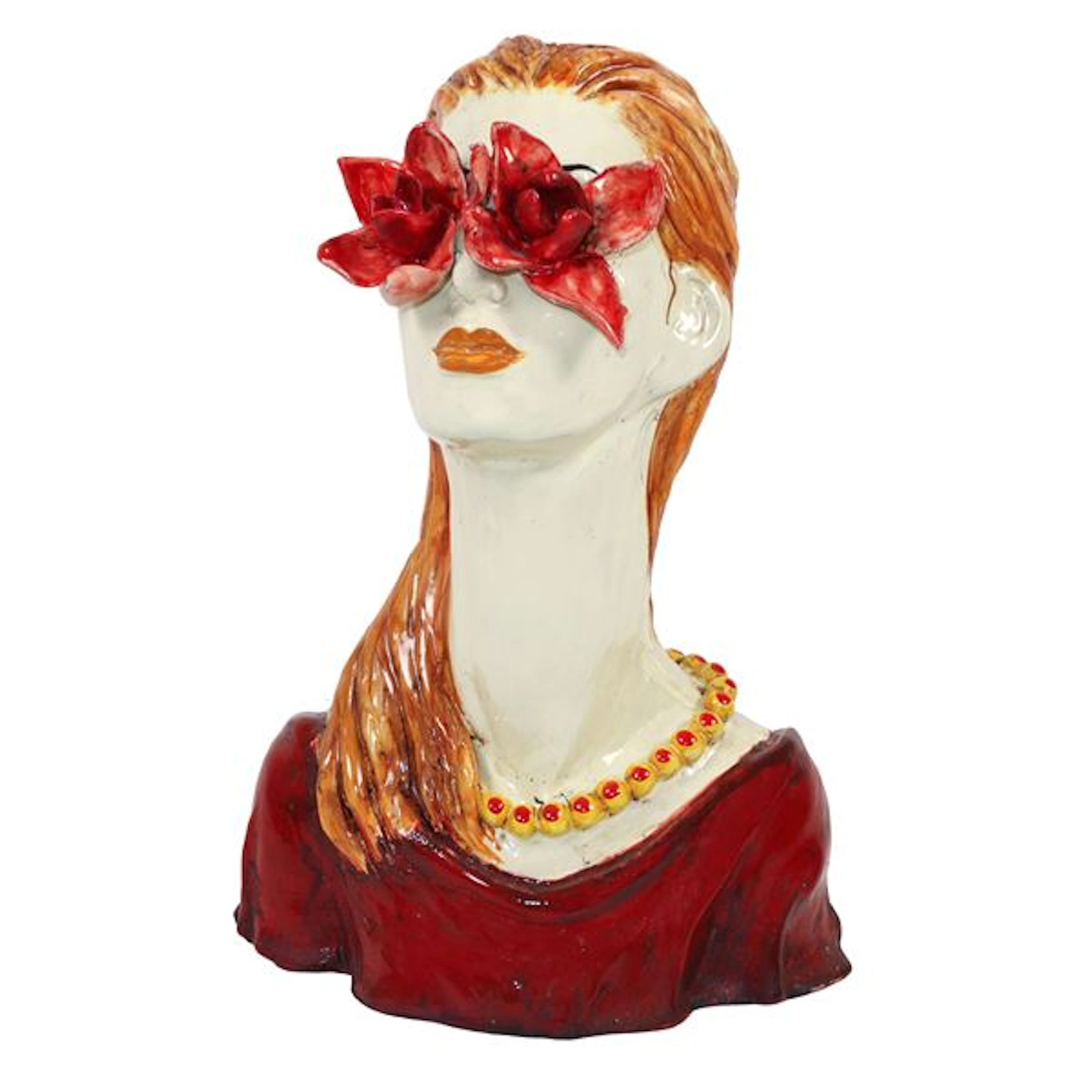 Busto di donna con fiori negli occhi - Ceramiche e presepi d'arte Scarlatella