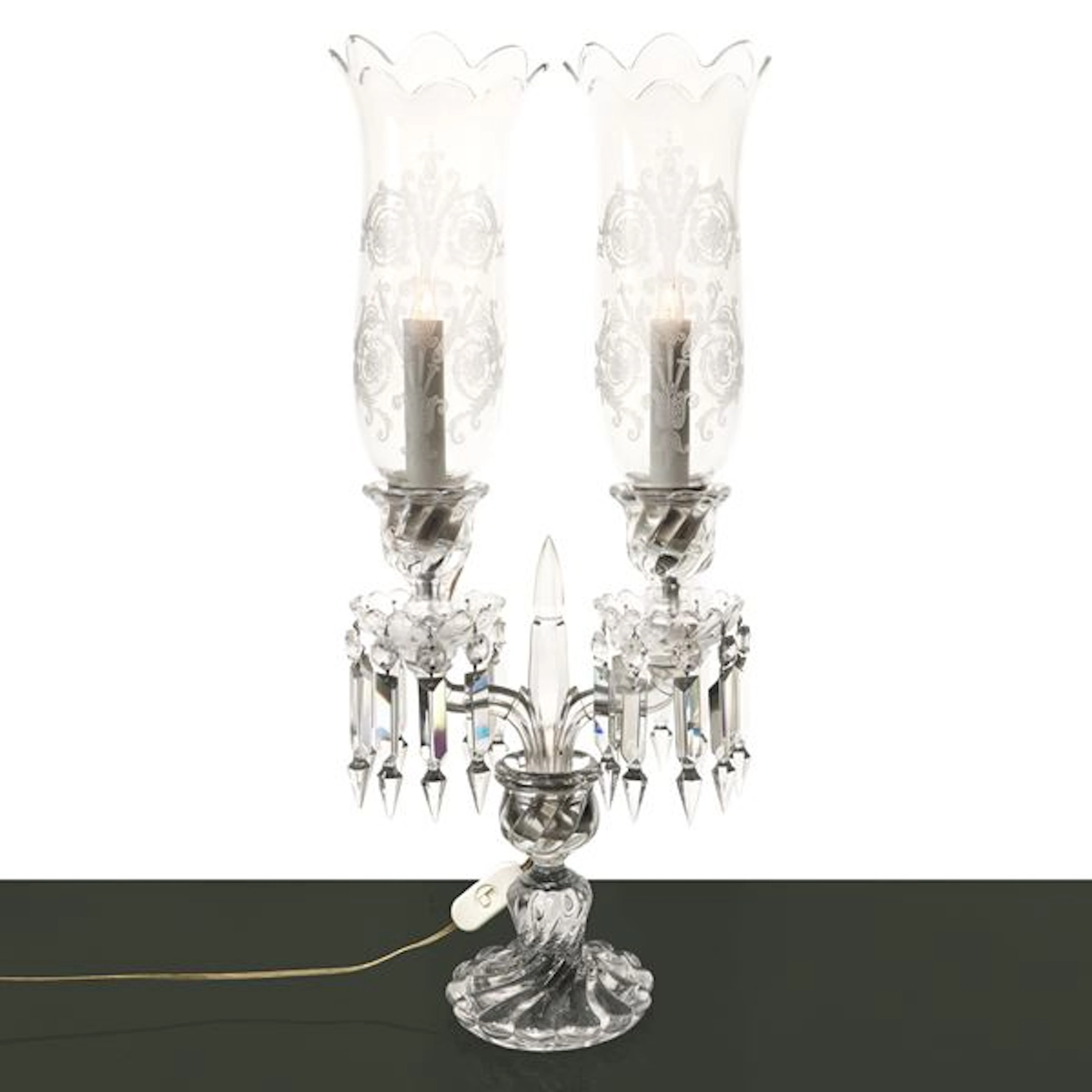 Candelabro manifattura Baccarat modello Bambou Tors elettrificato