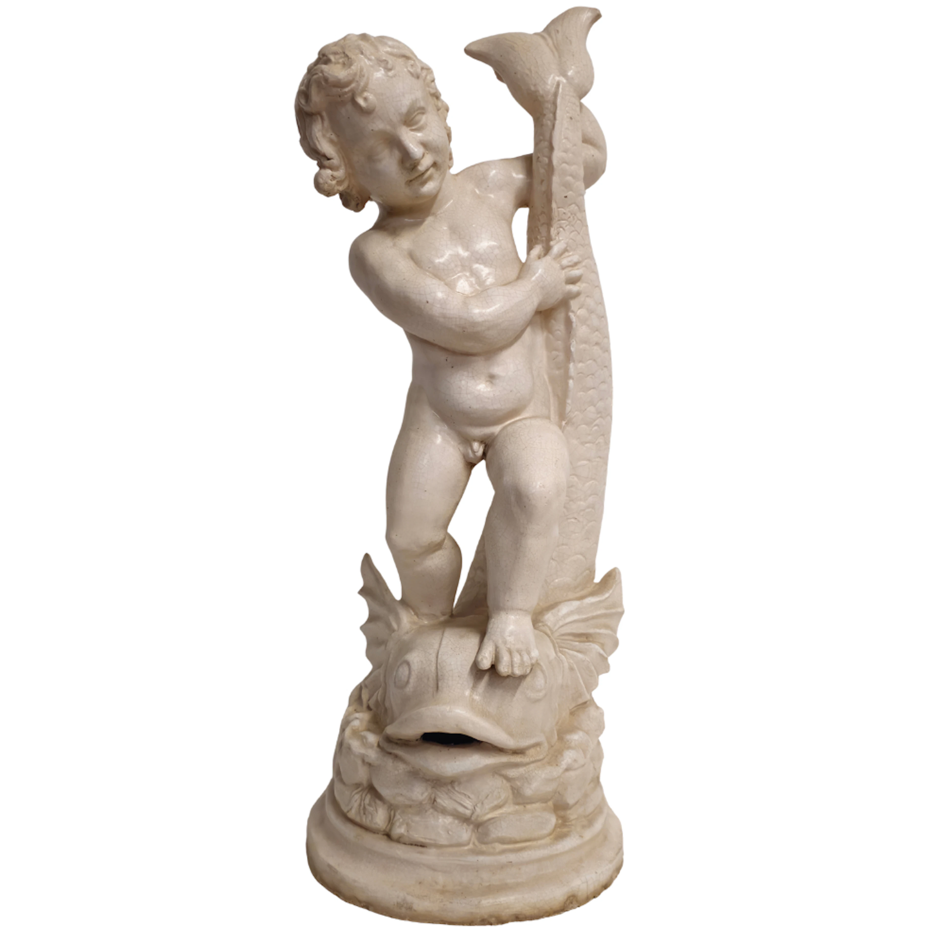 Escultura con triton y angelote.