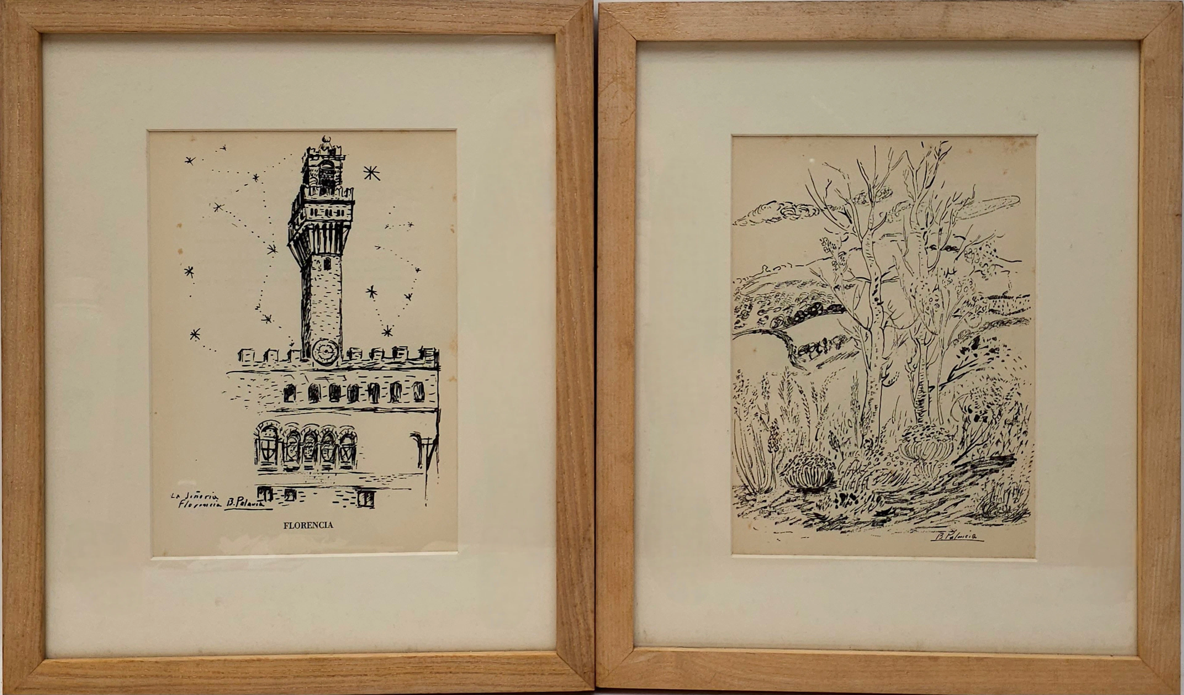 BENJAMÍN PALENCIA. Según. FLORENCIA Y PAISAJE DOS LITOGRAFÍAS OFFSET
