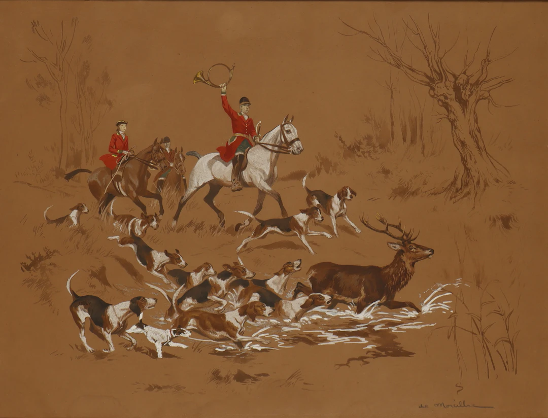 EUGÈNE LELIÈPVRE, "DE MARCILLAC". Escena de caza.