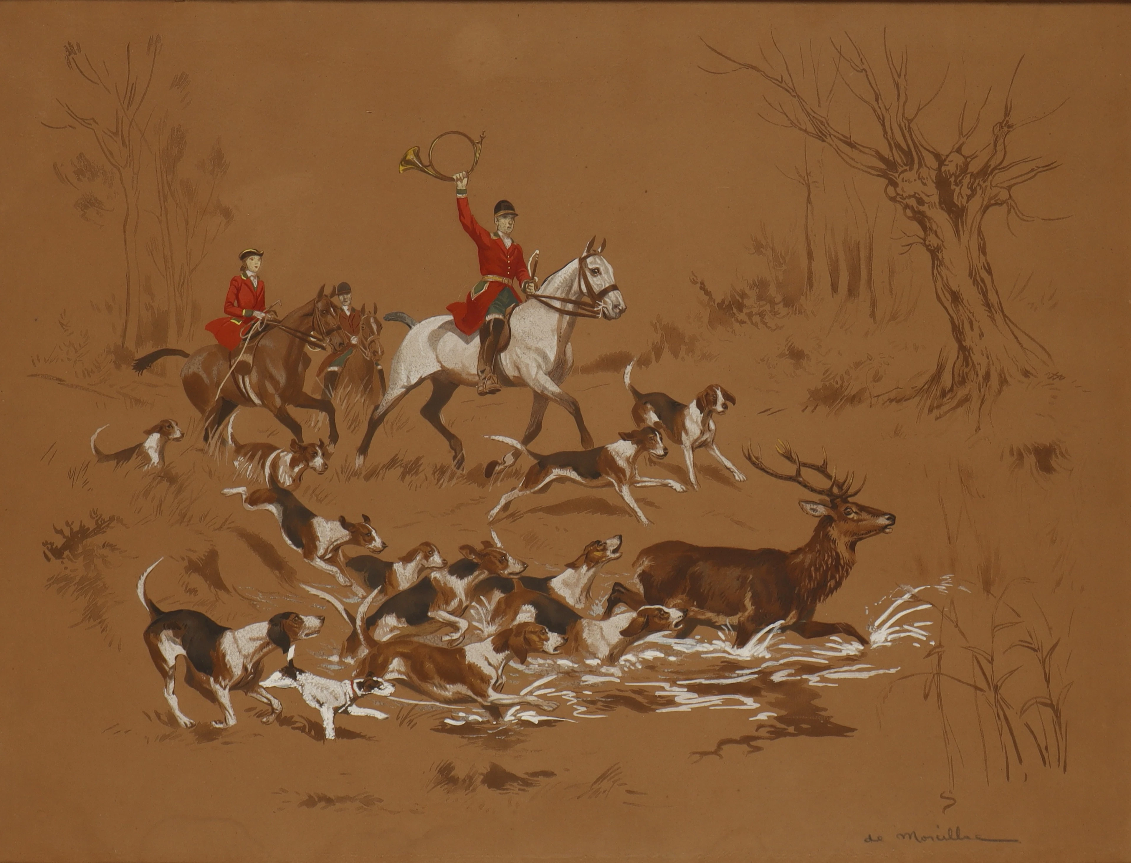 EUGÈNE LELIÈPVRE, "DE MARCILLAC". Escena de caza.