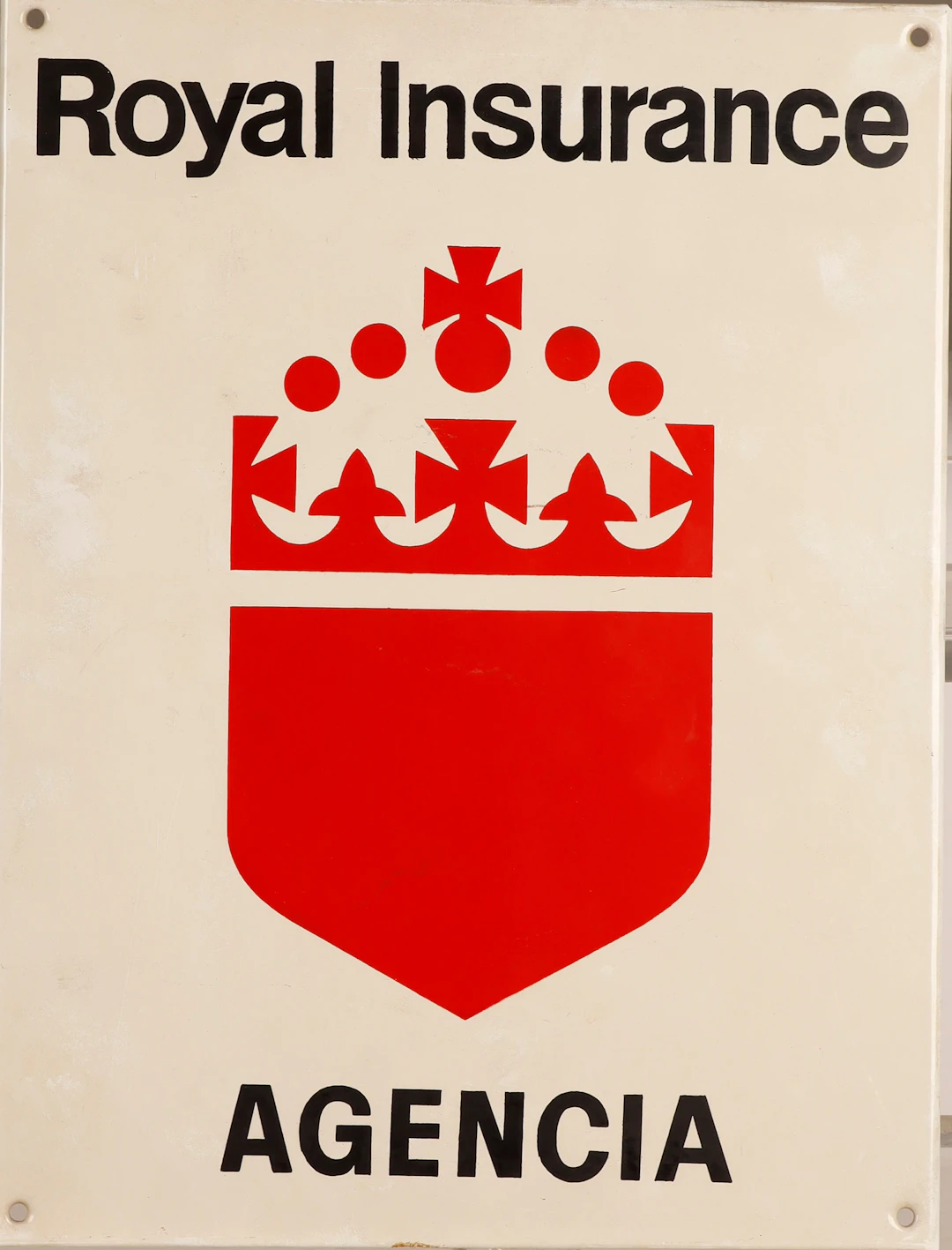 Royal Insurance, placa de agencia de seguros en chapa esmaltada.