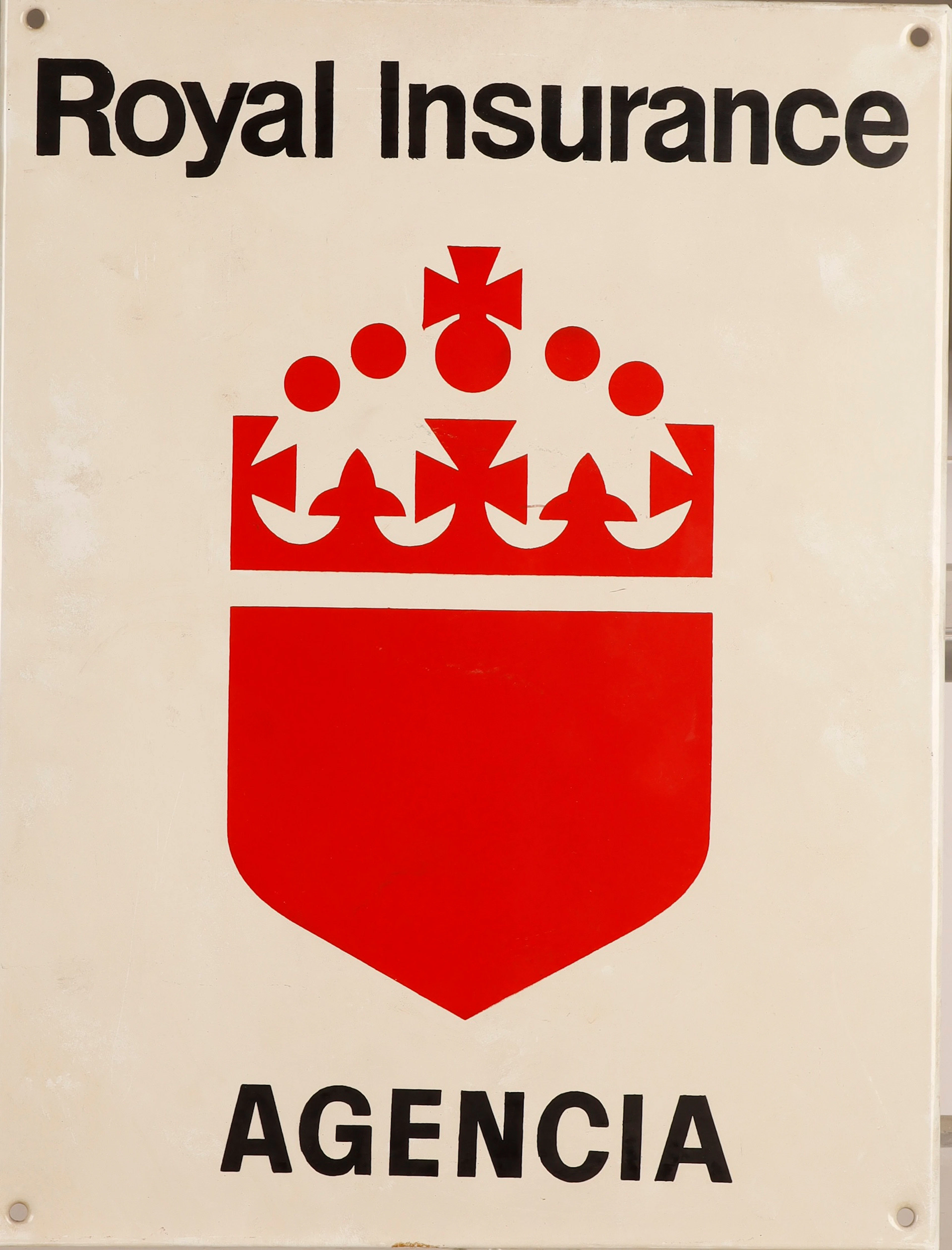 Royal Insurance, placa de agencia de seguros en chapa esmaltada.