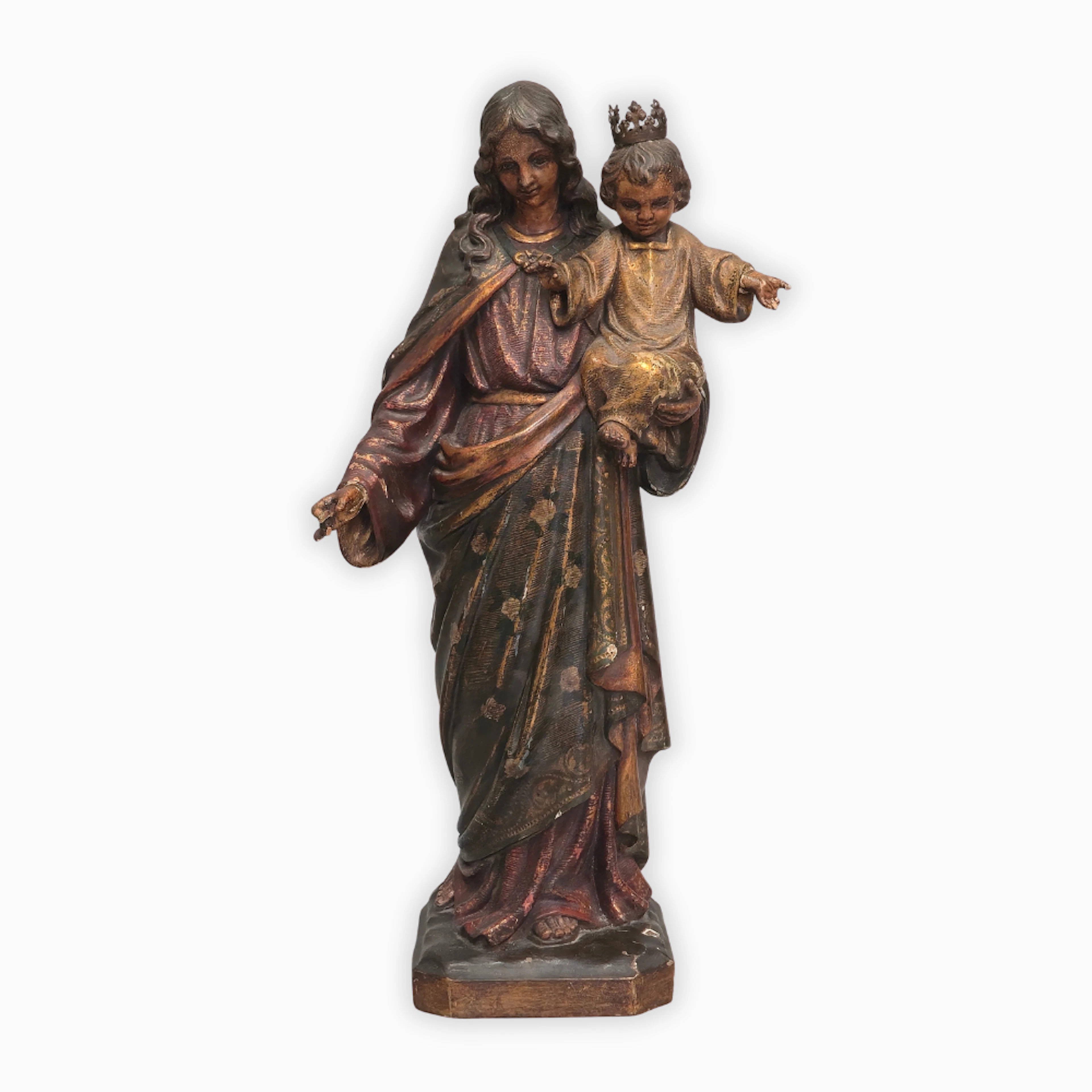 Escuela Española. Virgen del rosario con niño Jesús. Siglo XX.