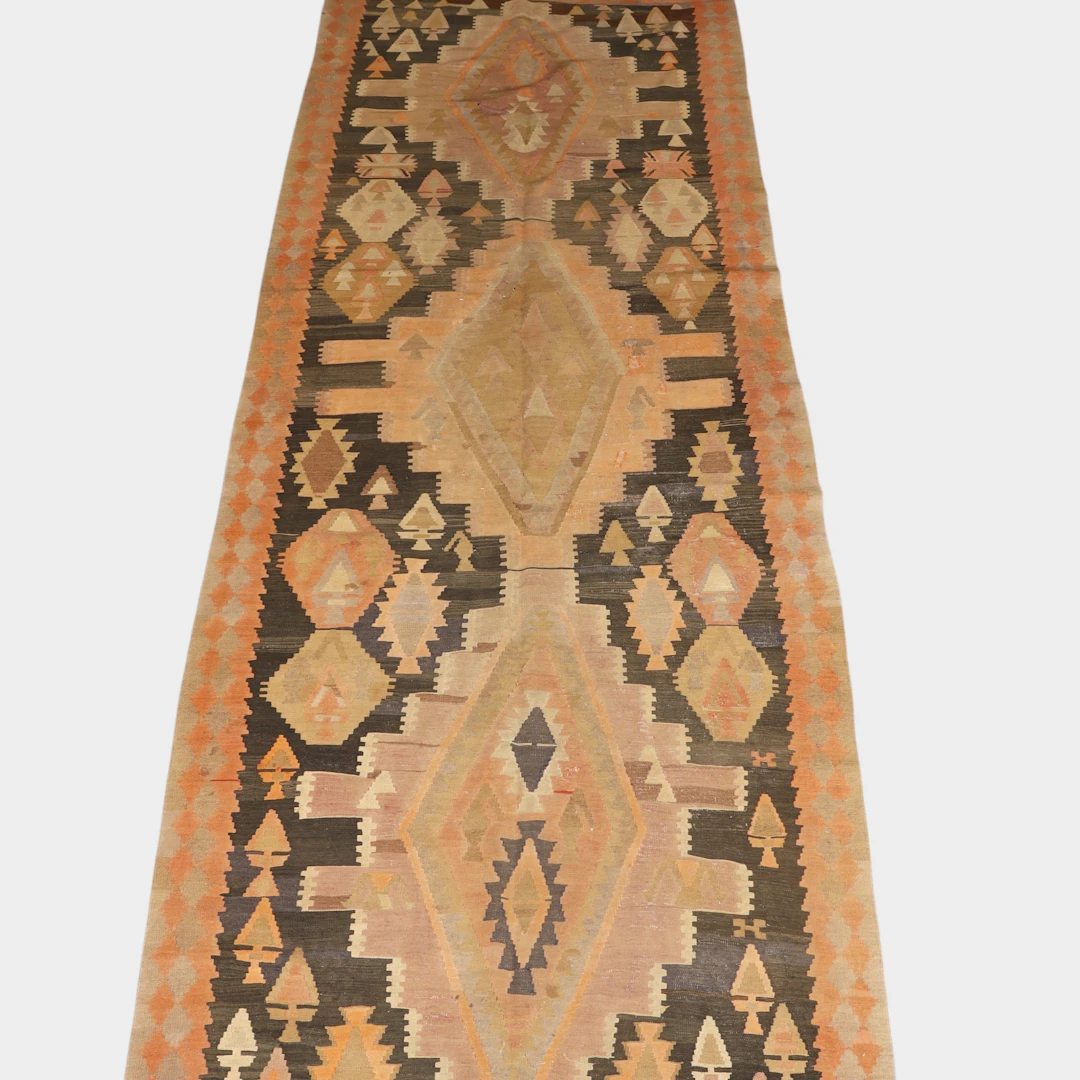 Alfombra turca de tipo kilim en lana, del siglo XIX.