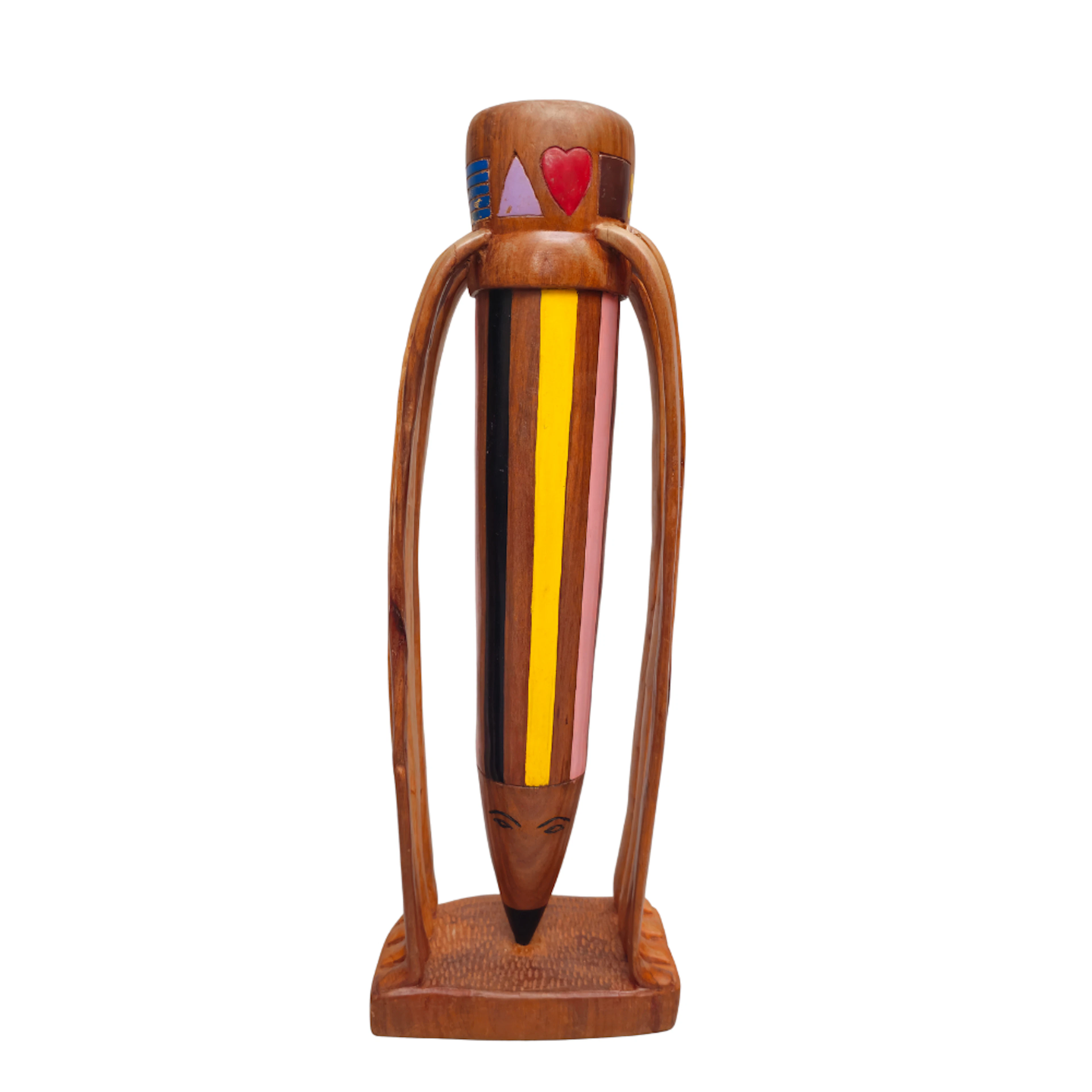 COREON DU (WE DÚ). PENCIL. ART TOY. ESCULTURA EN MADERA POLICROMADA. ANGOLA.