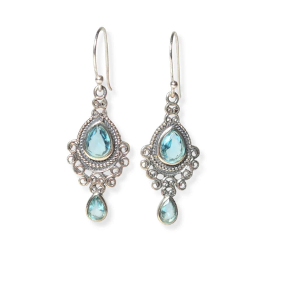 Pendientes en plata y cuarzo.