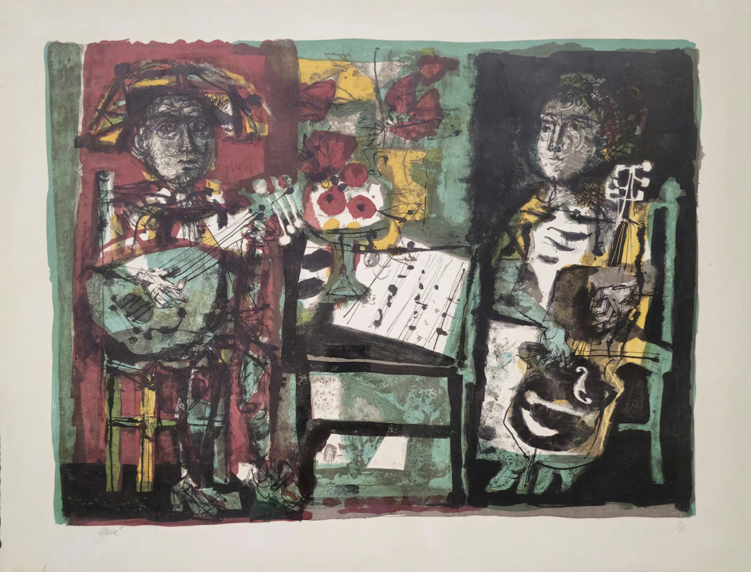 ANTONI CLAVÉ (1913-2005). "Les musiciens".