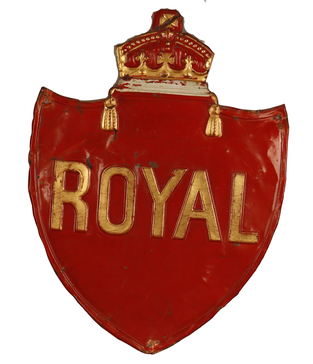 Royal, placa publicitaria en hojalata estampada y pintada.