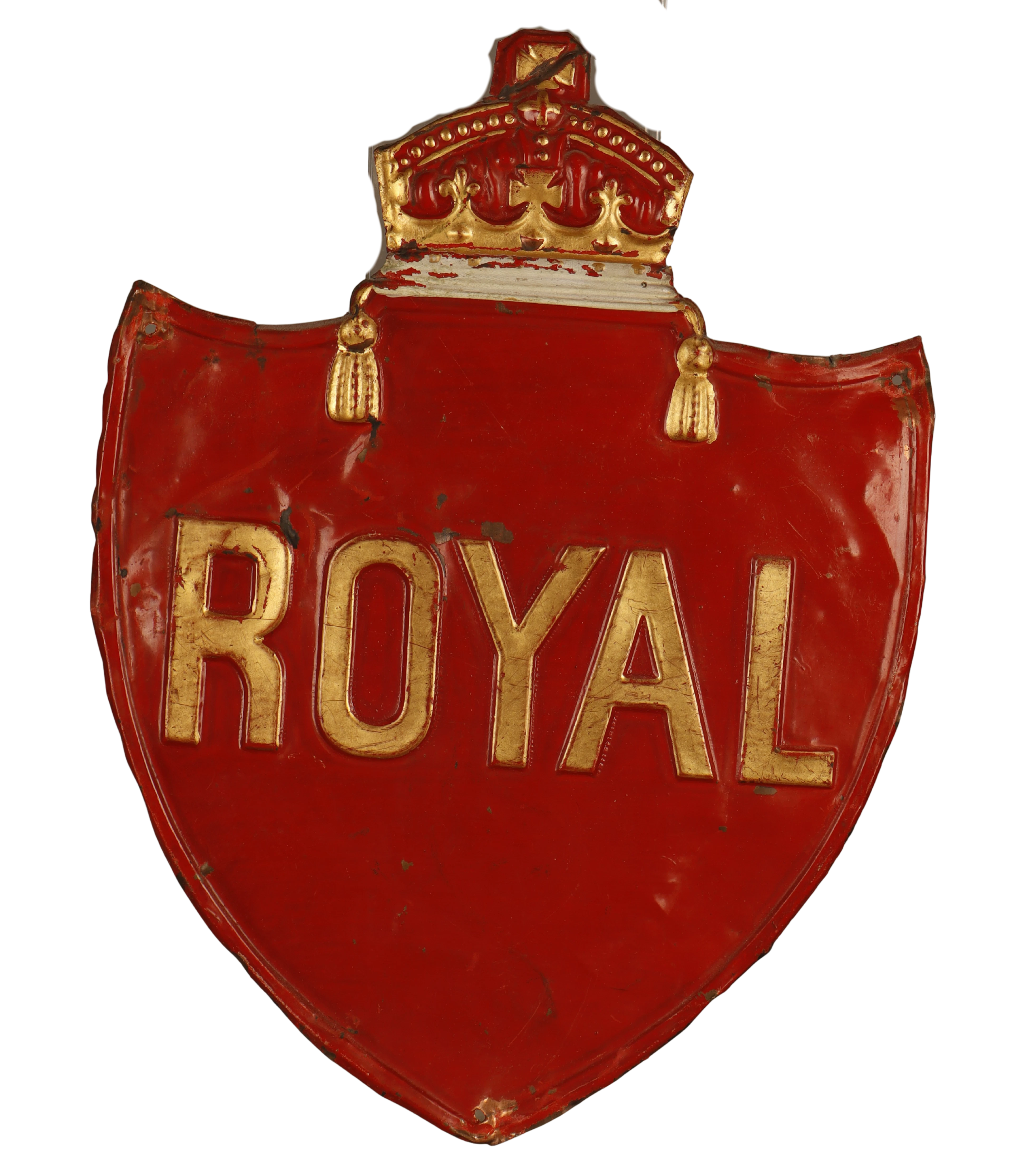 Royal, placa publicitaria en hojalata estampada y pintada.
